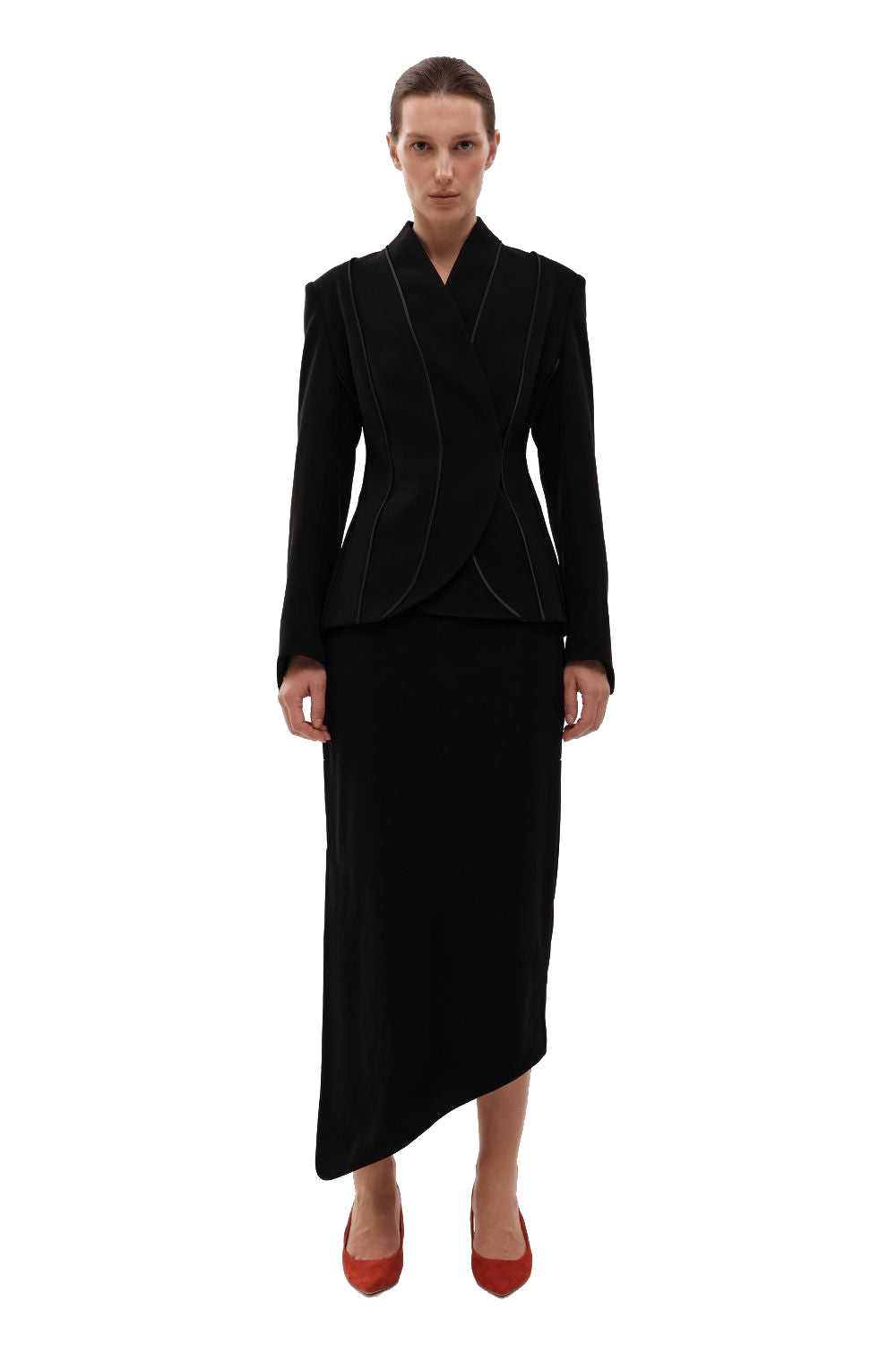 Shop Gasanova Asymmetric Midi Skirt In Black