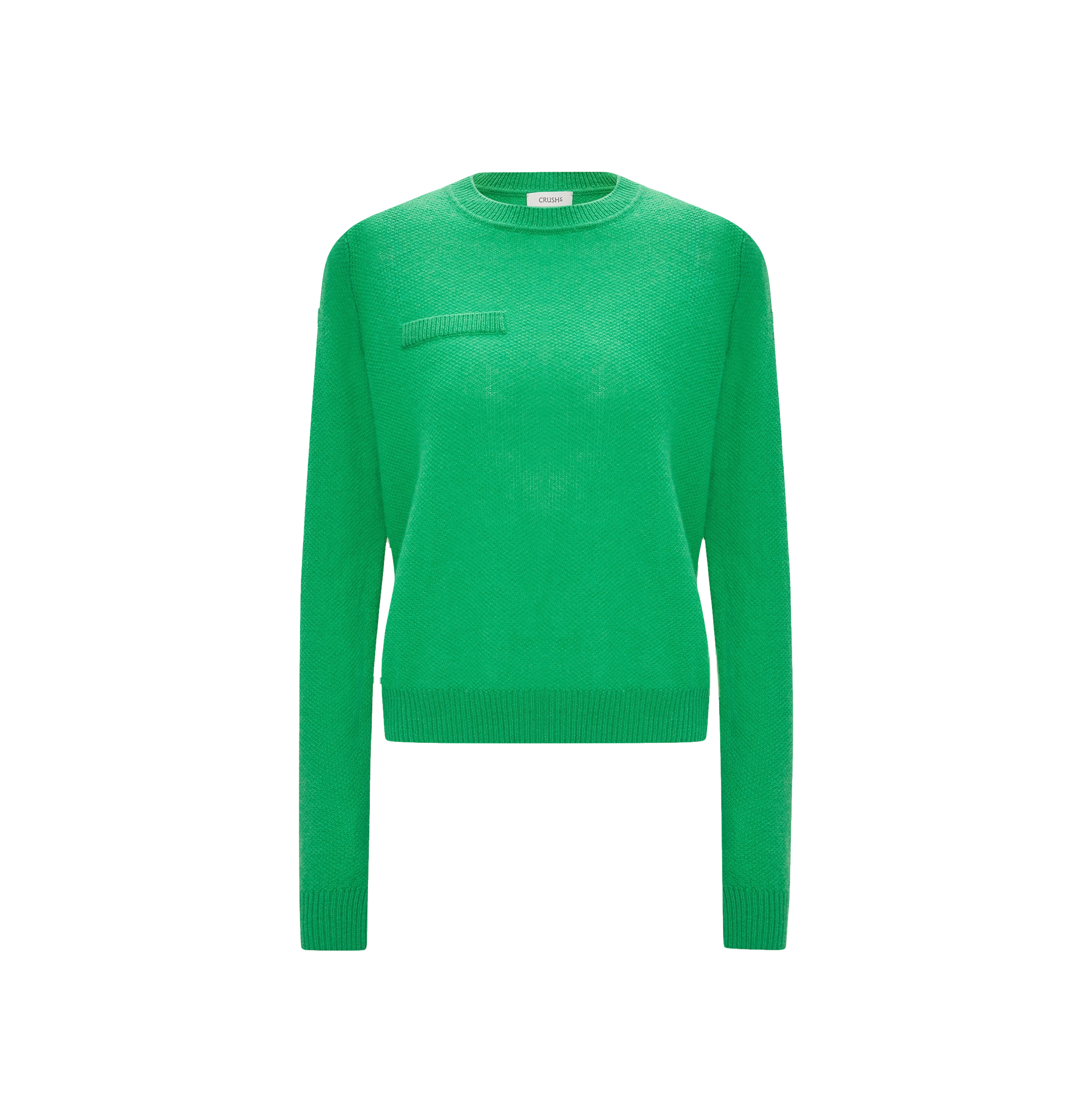 Crush Collection Cashmere Osmanthus Pattern Crew Neck Top In Green