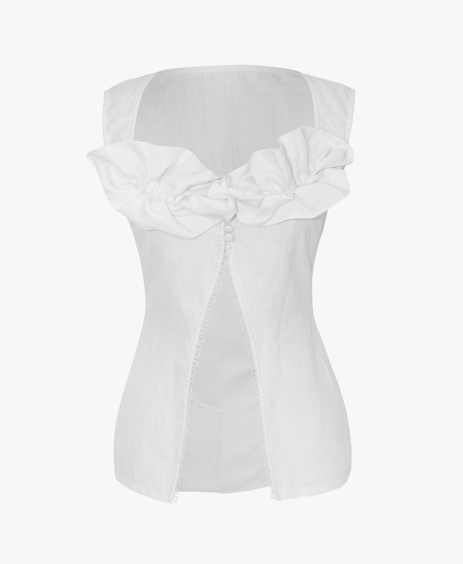 PRIMROSE White Ruffled Sleeveless Top made by MAET