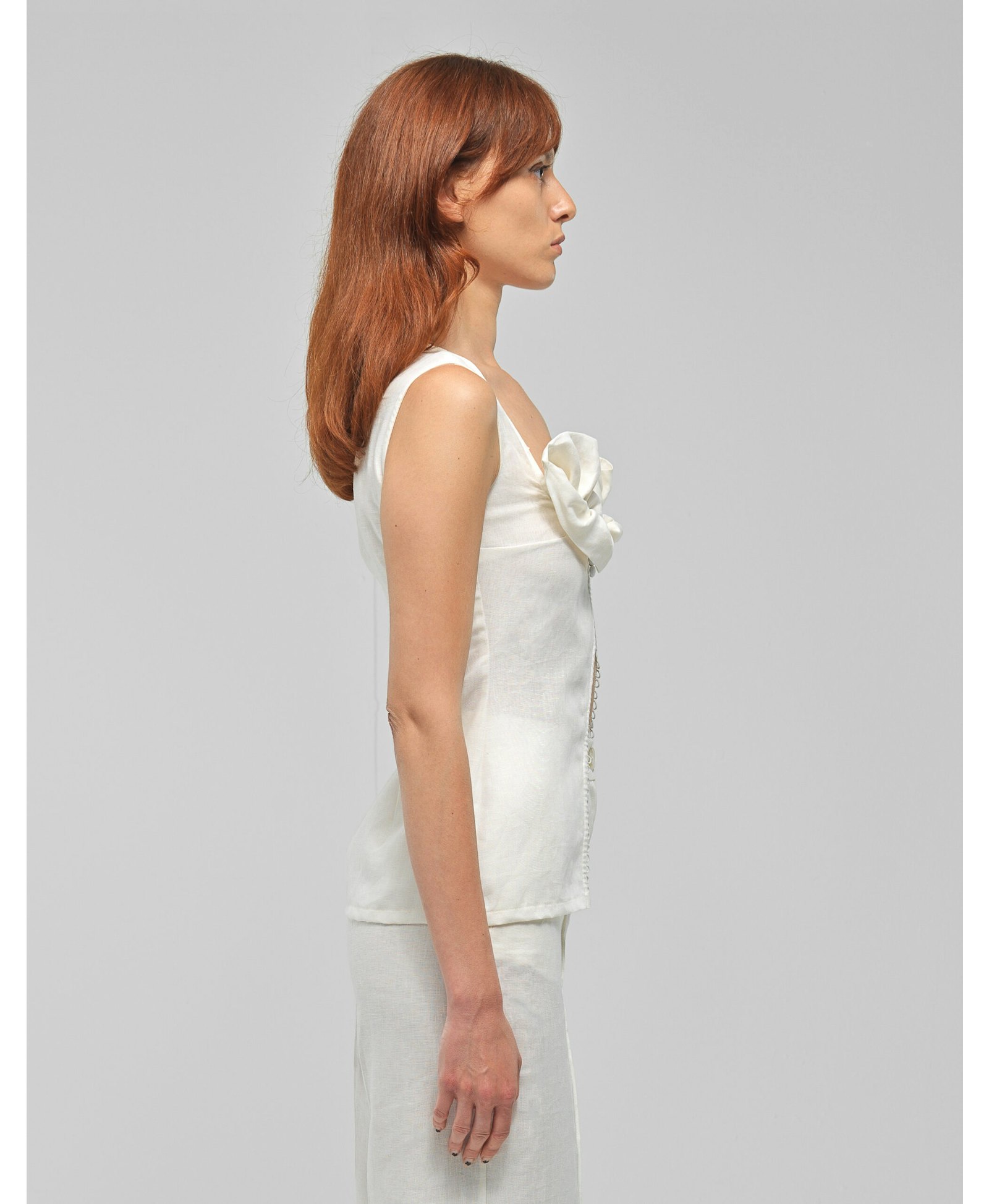 PRIMROSE White Ruffled Sleeveless Top made by MAET