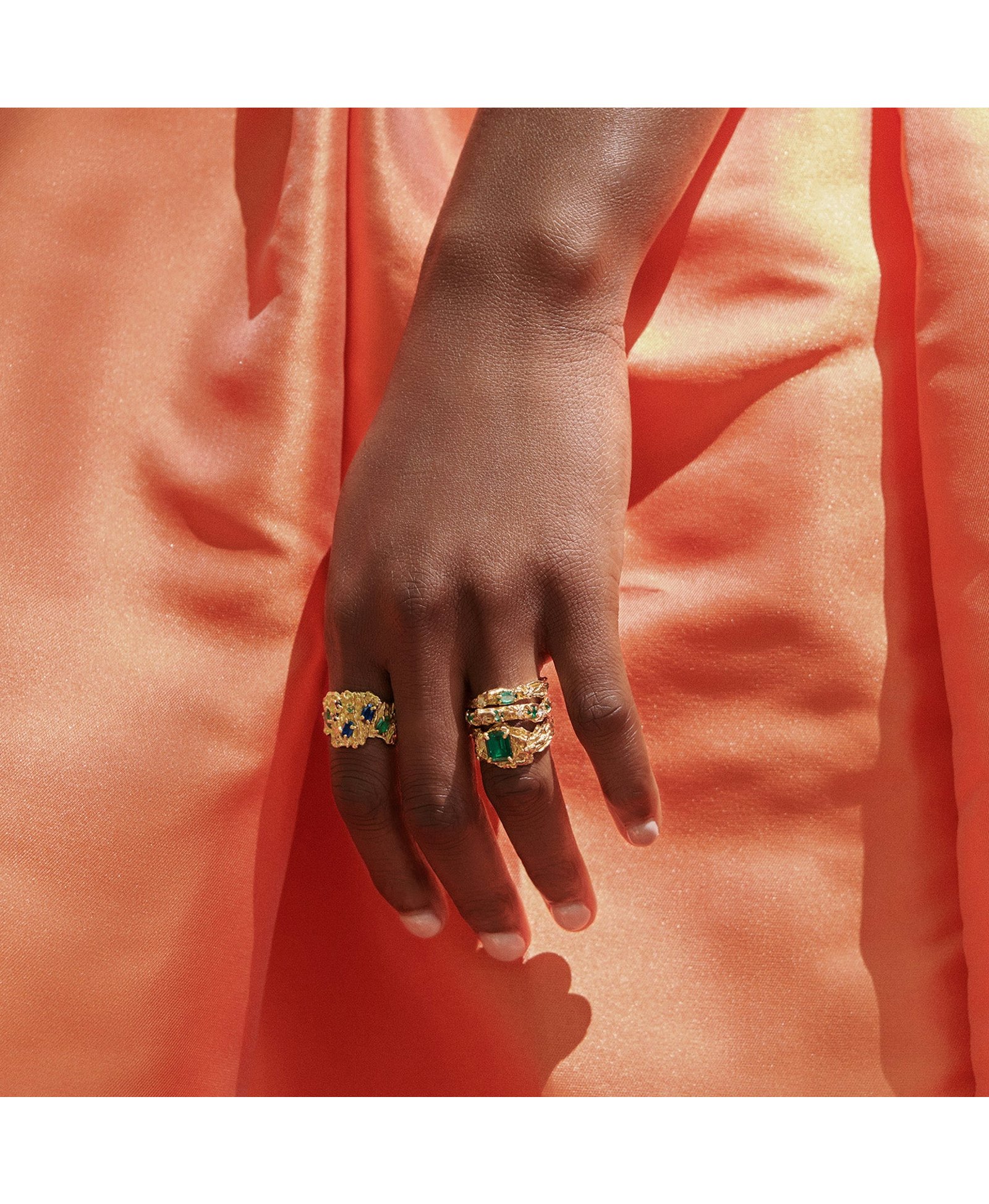 Shiitake Sapphire Emerald Ring made by Loveness Lee