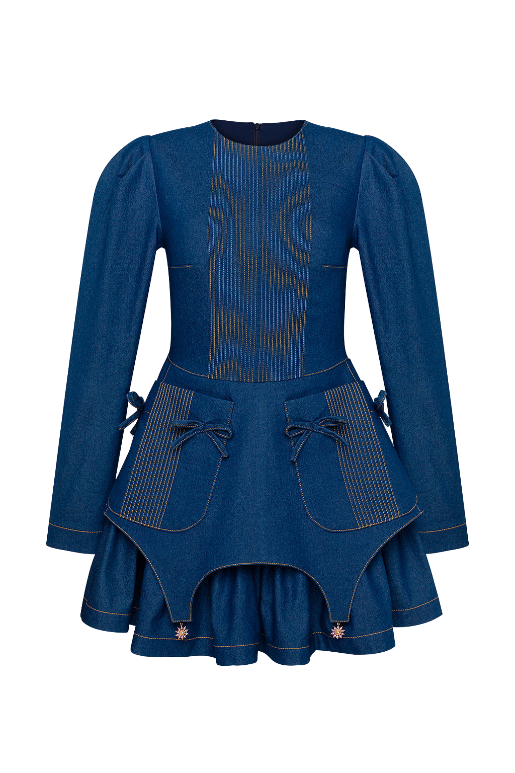 Shop Guranda Denim Dress With Bascque Mini