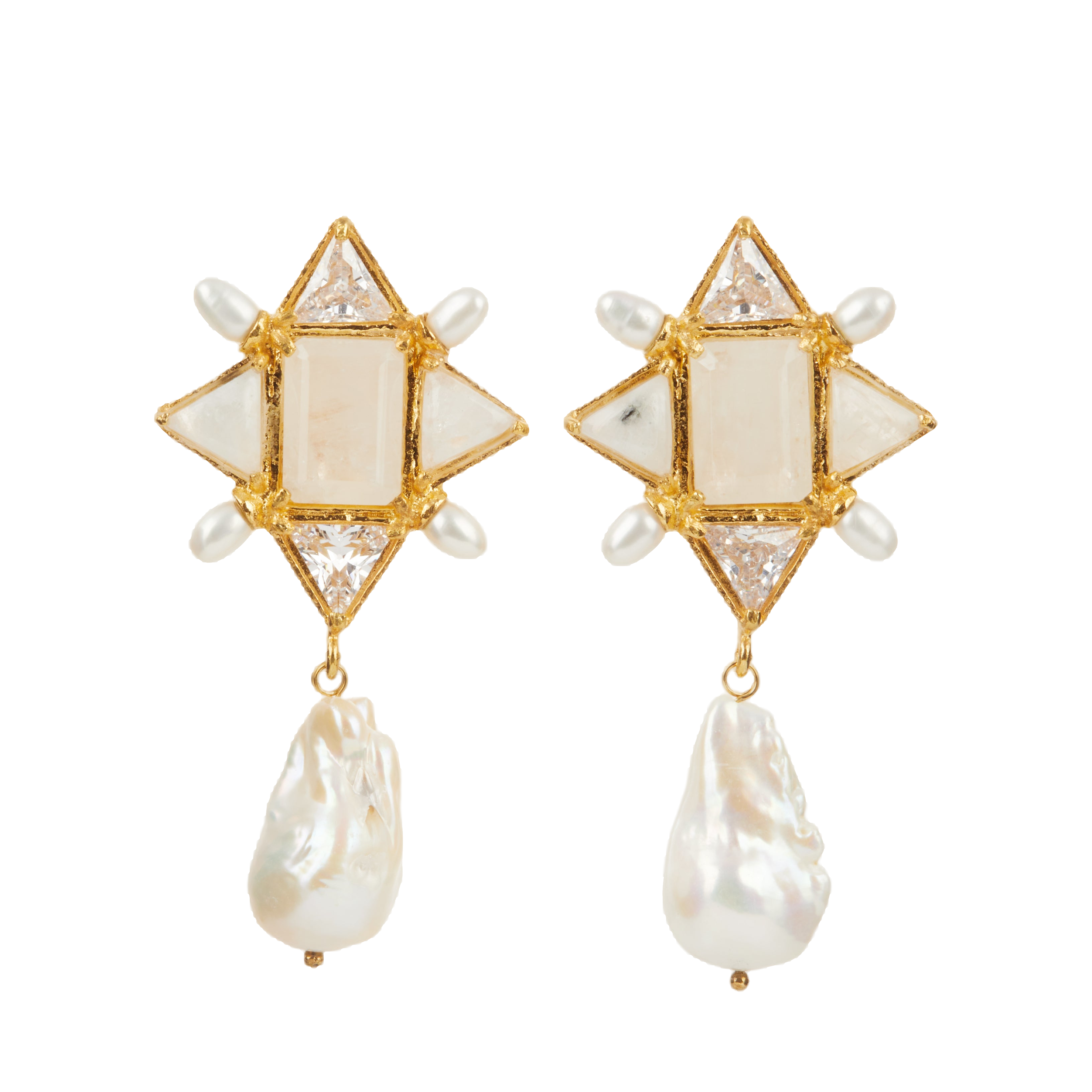 Christie Nicolaides Violetta Earrings White In Gold
