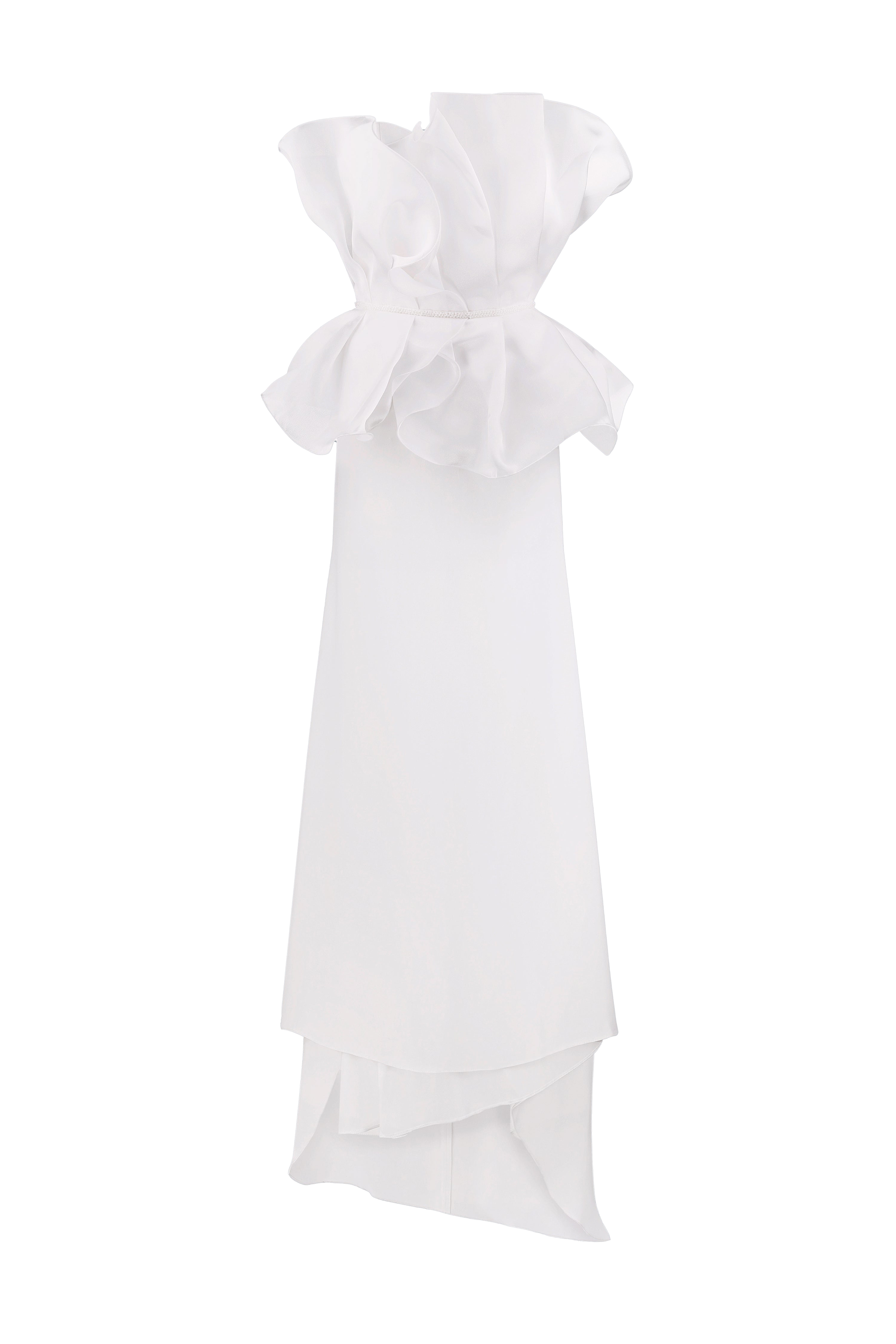 Total White Maxi Draped Dress In White