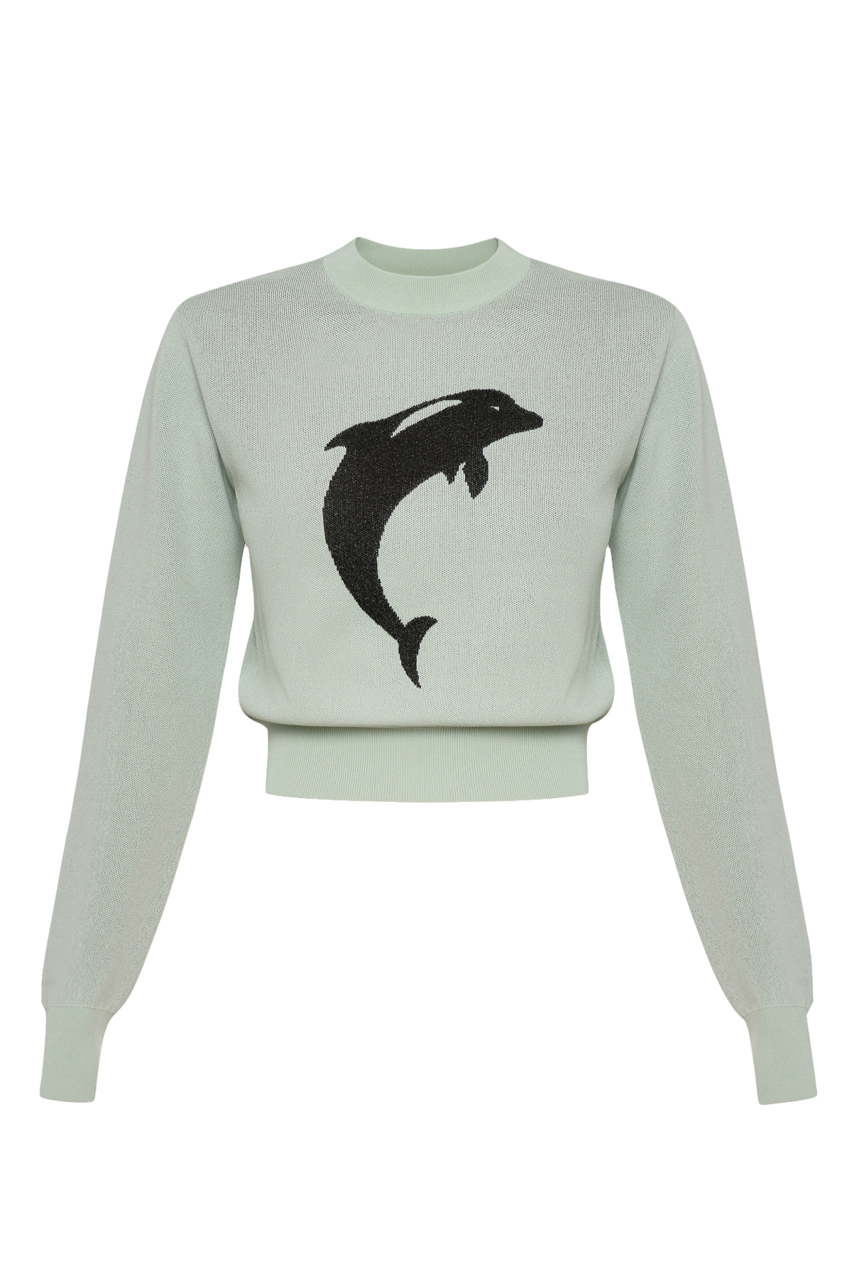 Keburia Dolphin Metallic Knitted Sweater In Green
