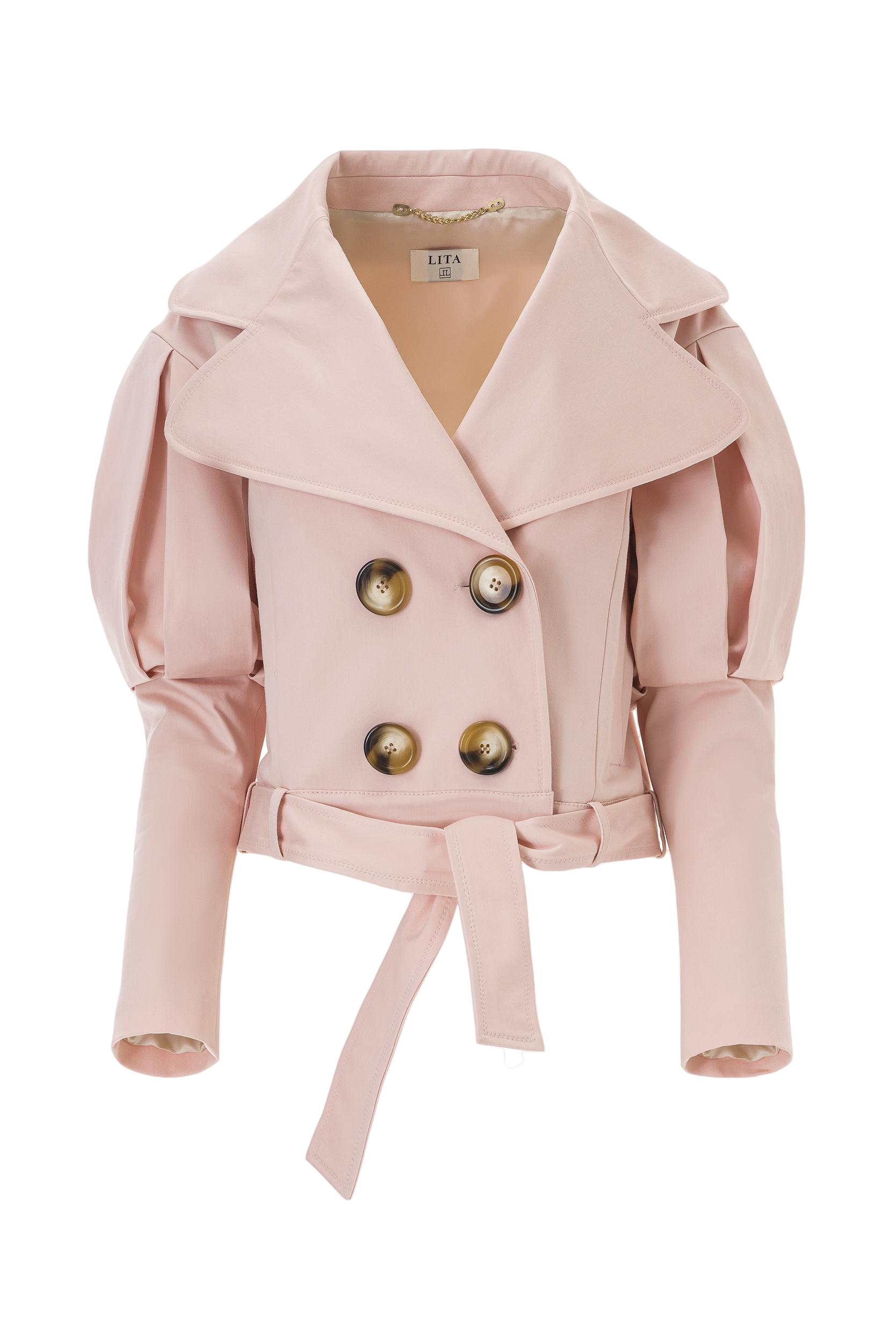 Lita Couture Statement Jacket With Oversized Lapels In  Pink