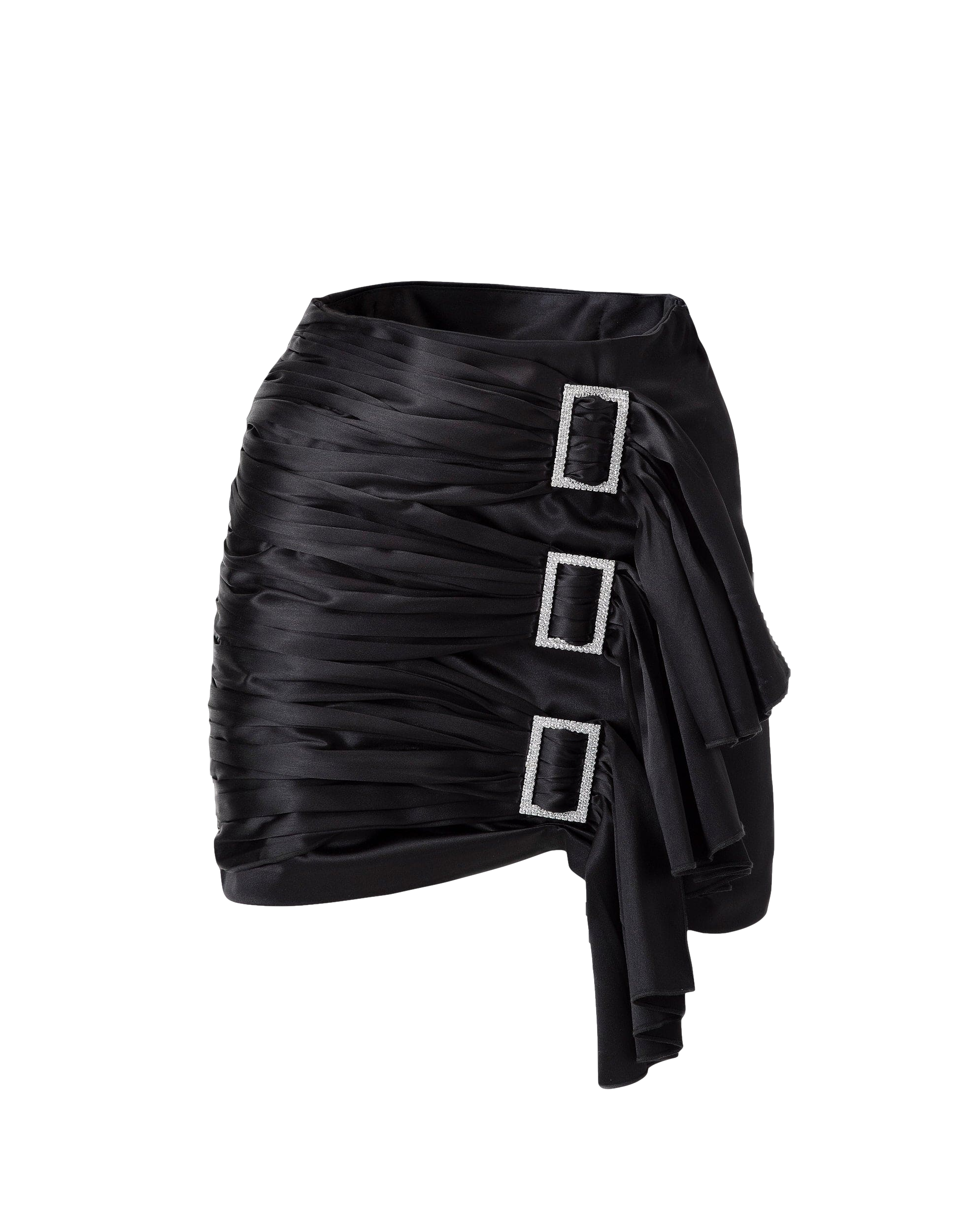 Shop Skrt Black Crystal Embellished Ruffled Mini Skirt