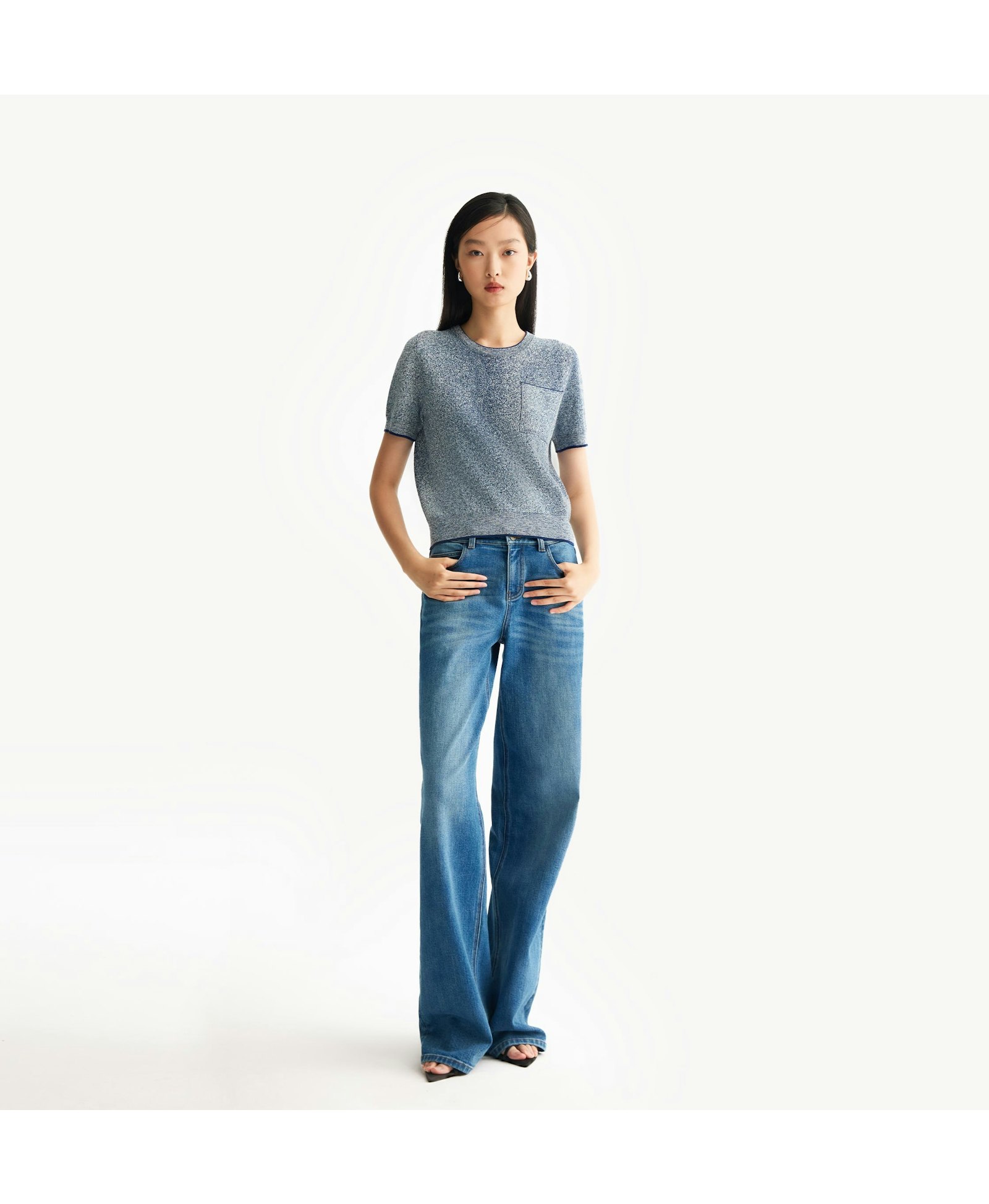 MID-WAIST DENIM TROUSERS made by CRUSH Collection