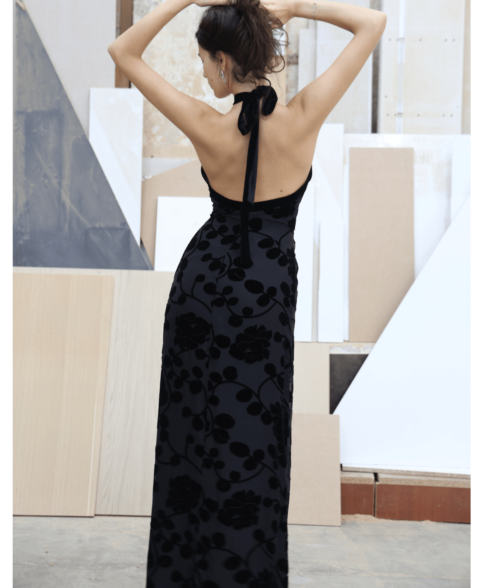 VALYTIA Black Silk And Velvet Dress made by MAET