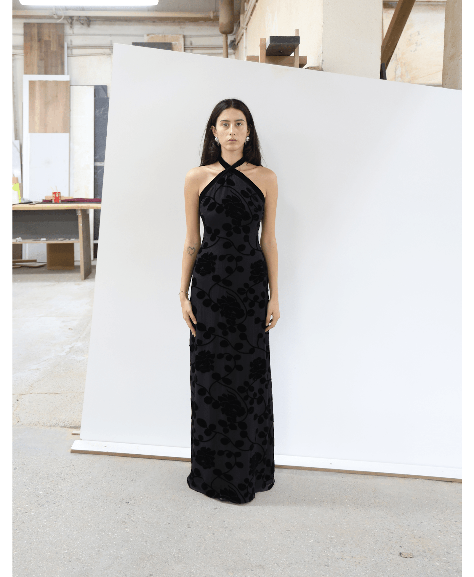 VALYTIA Black Silk And Velvet Dress made by MAET