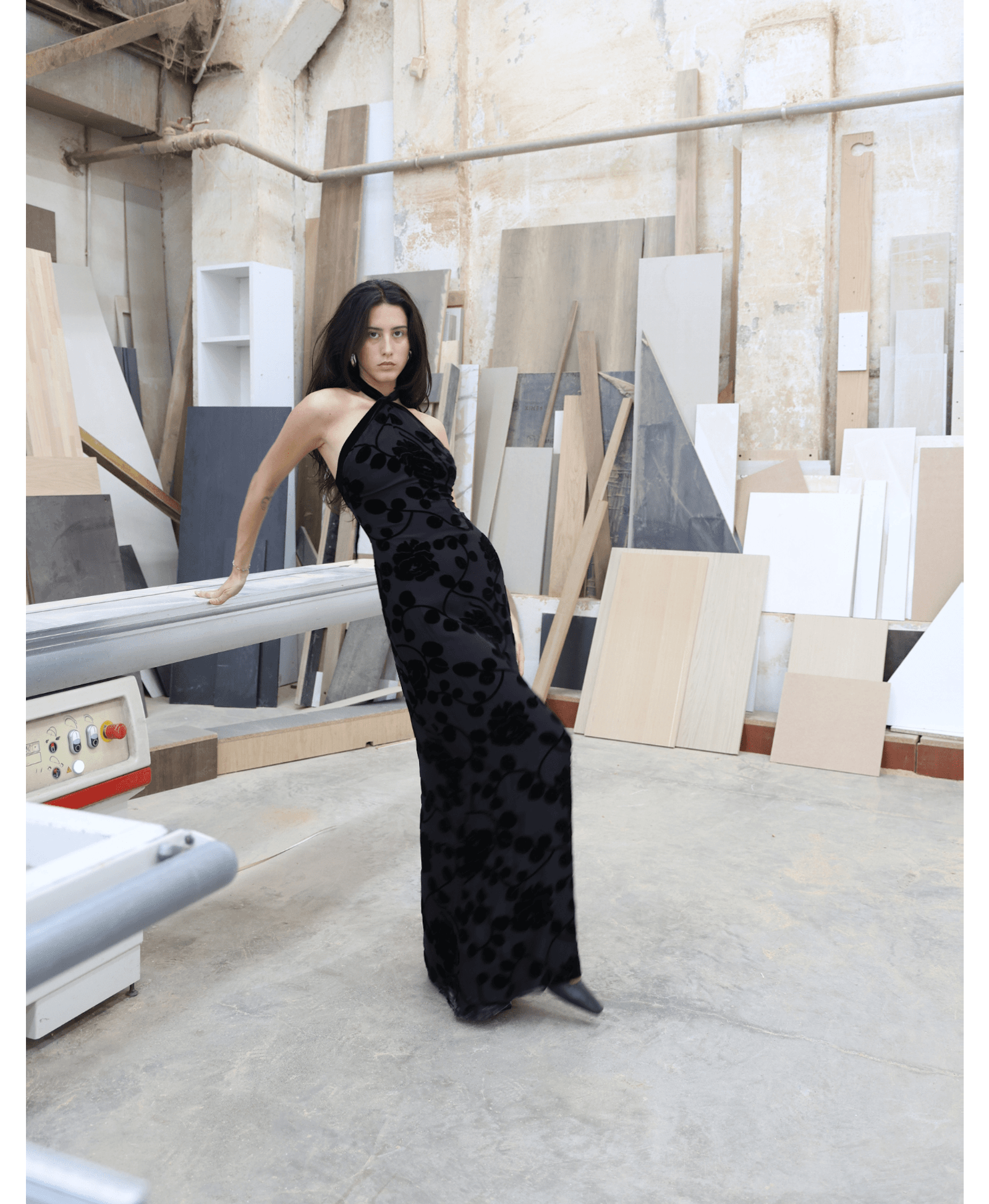 VALYTIA Black Silk And Velvet Dress made by MAET