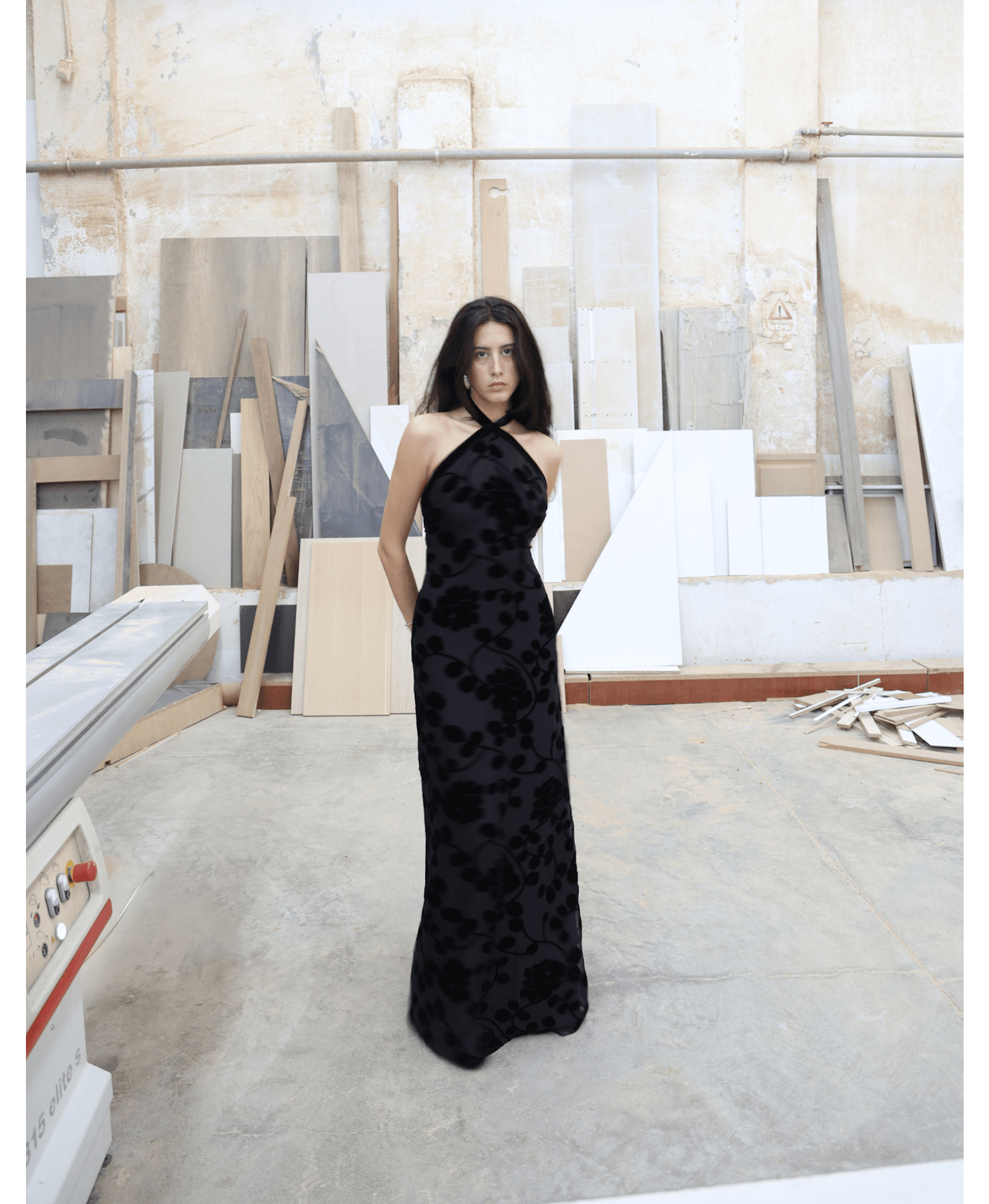 VALYTIA Black Silk And Velvet Dress made by MAET