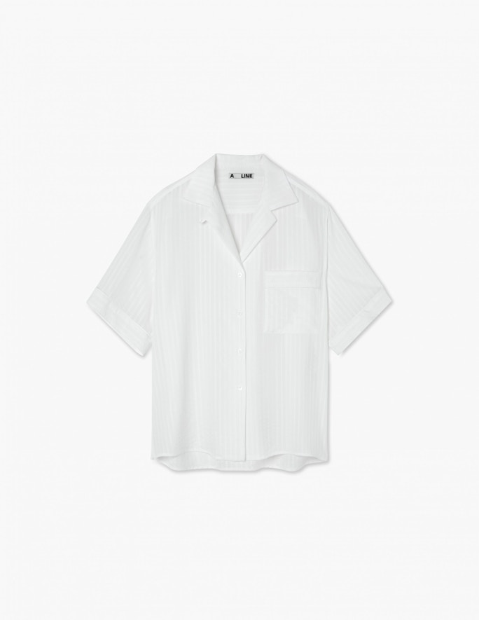 A Line Tencel Short-sleeve Pyjama Shirt In White