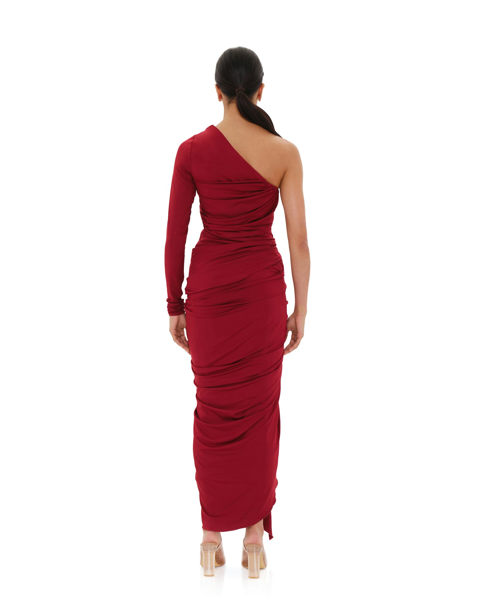 TURI MESH DRESS - BURGUNDY made by Andrea Iyamah