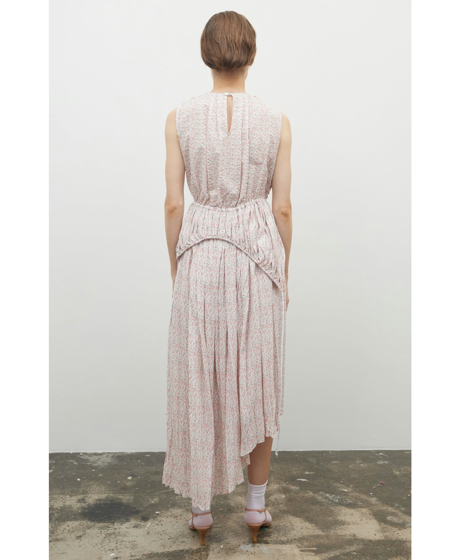 Floral-print pleated asymmetric skirt made by Tamar Keburia