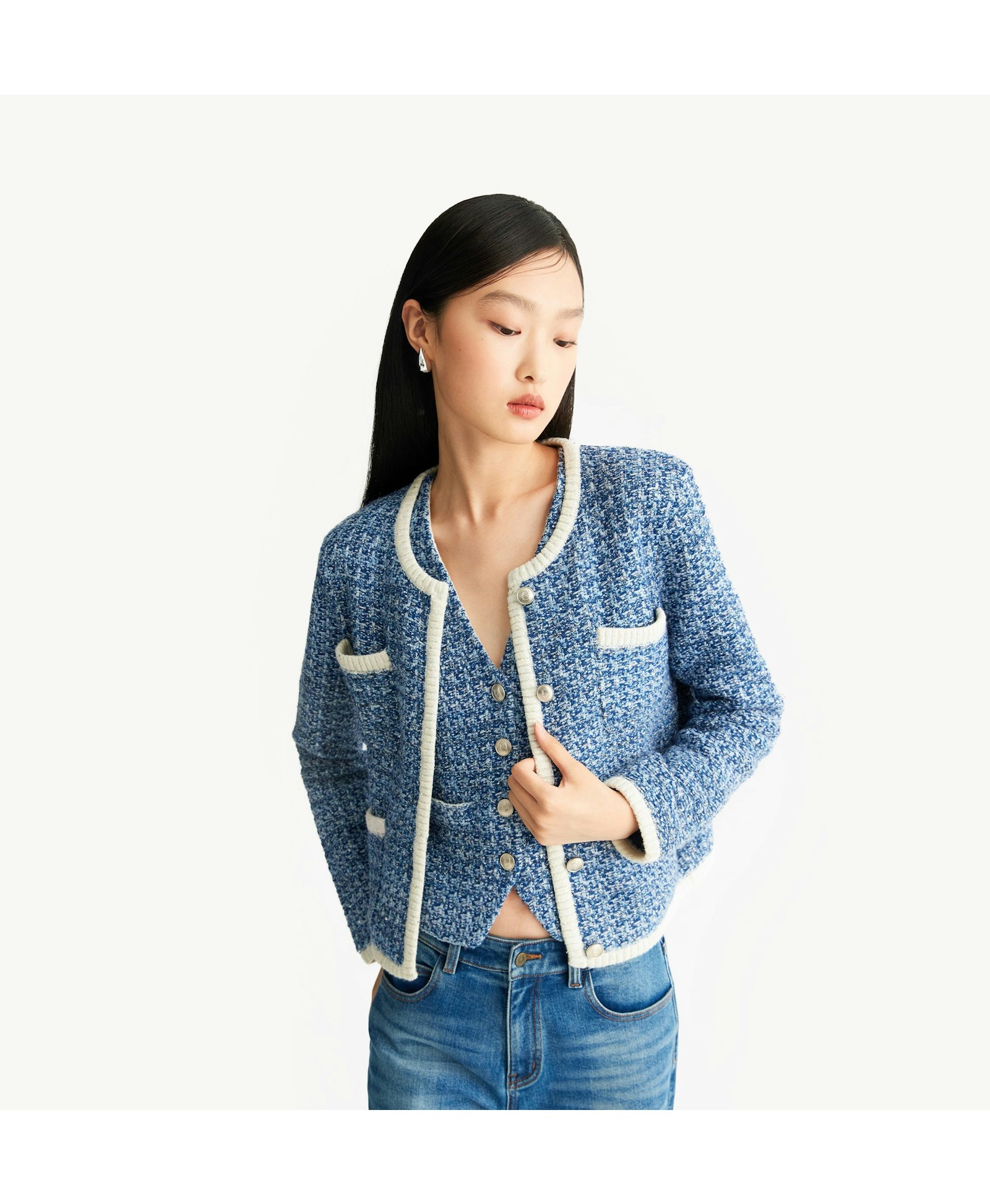 MULTICOLORED SEQUINED TWEED JACKET made by CRUSH Collection