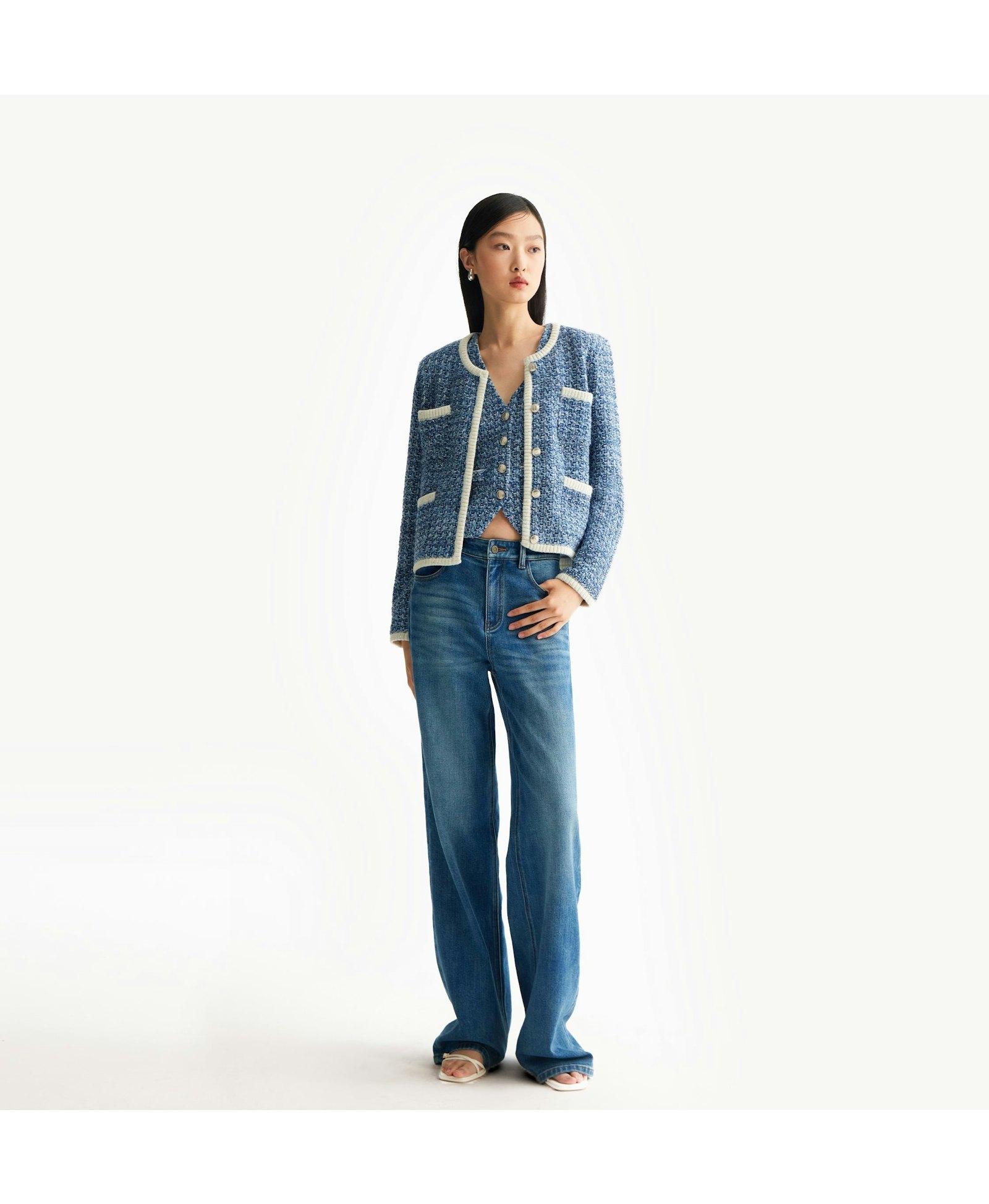 MULTICOLORED SEQUINED TWEED JACKET made by CRUSH Collection