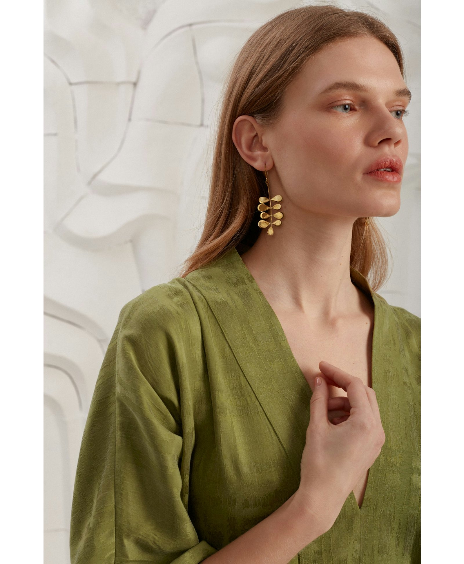 PALOMA olive green cupro midi dress made by UNDRESS
