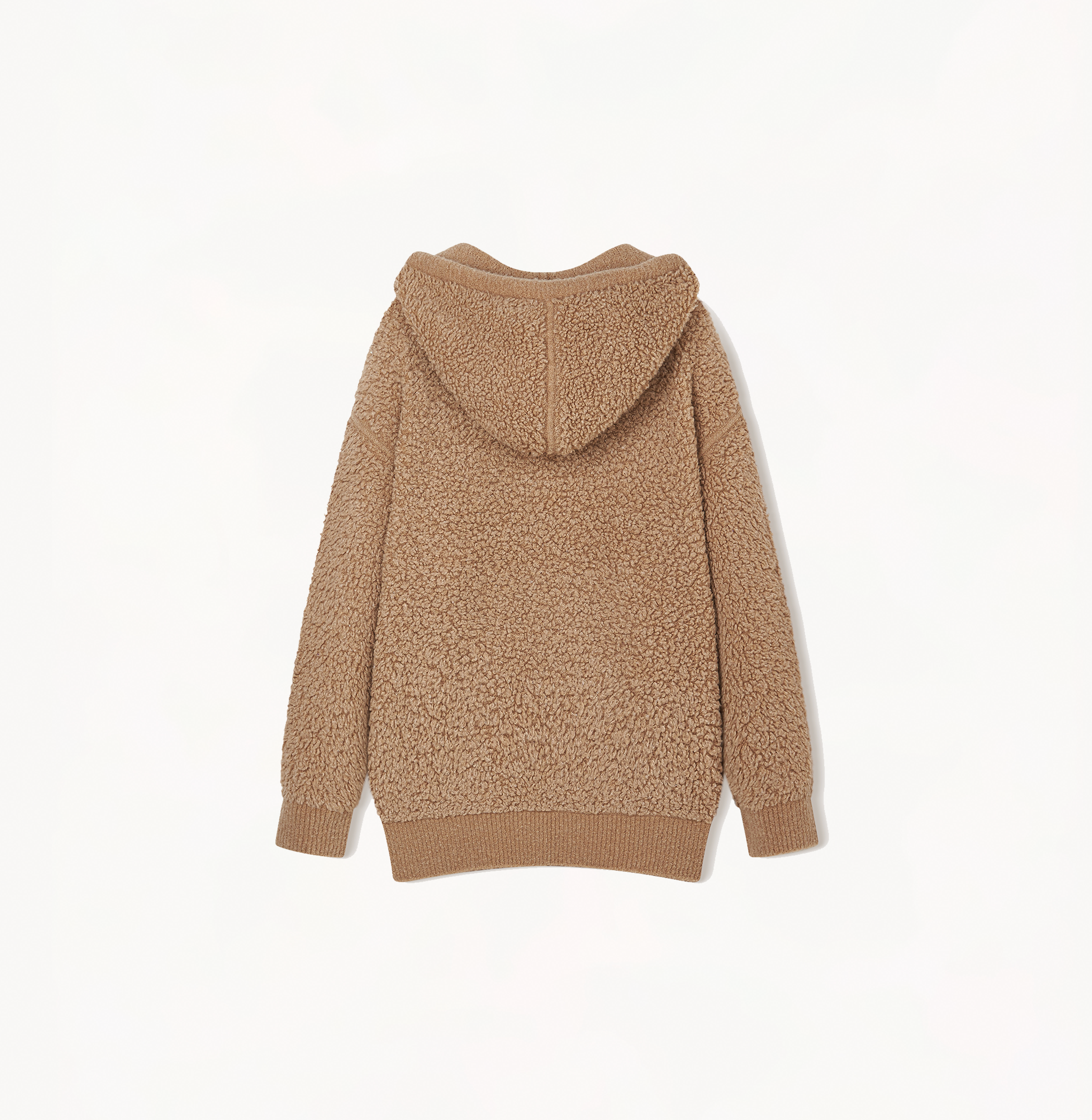 Shop Crush Collection Hooded Teddy Bouclé Casual Sweatshirt In Brown