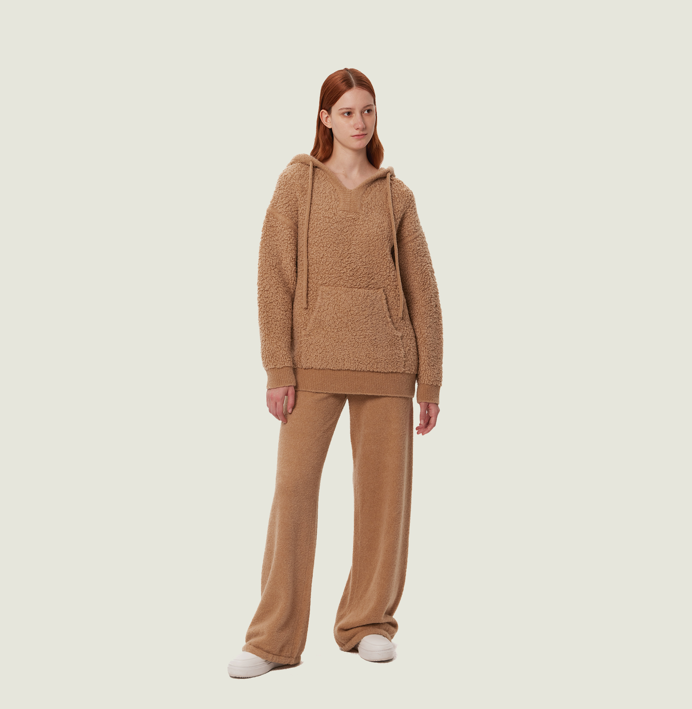 Shop Crush Collection Hooded Teddy Bouclé Casual Sweatshirt In Brown