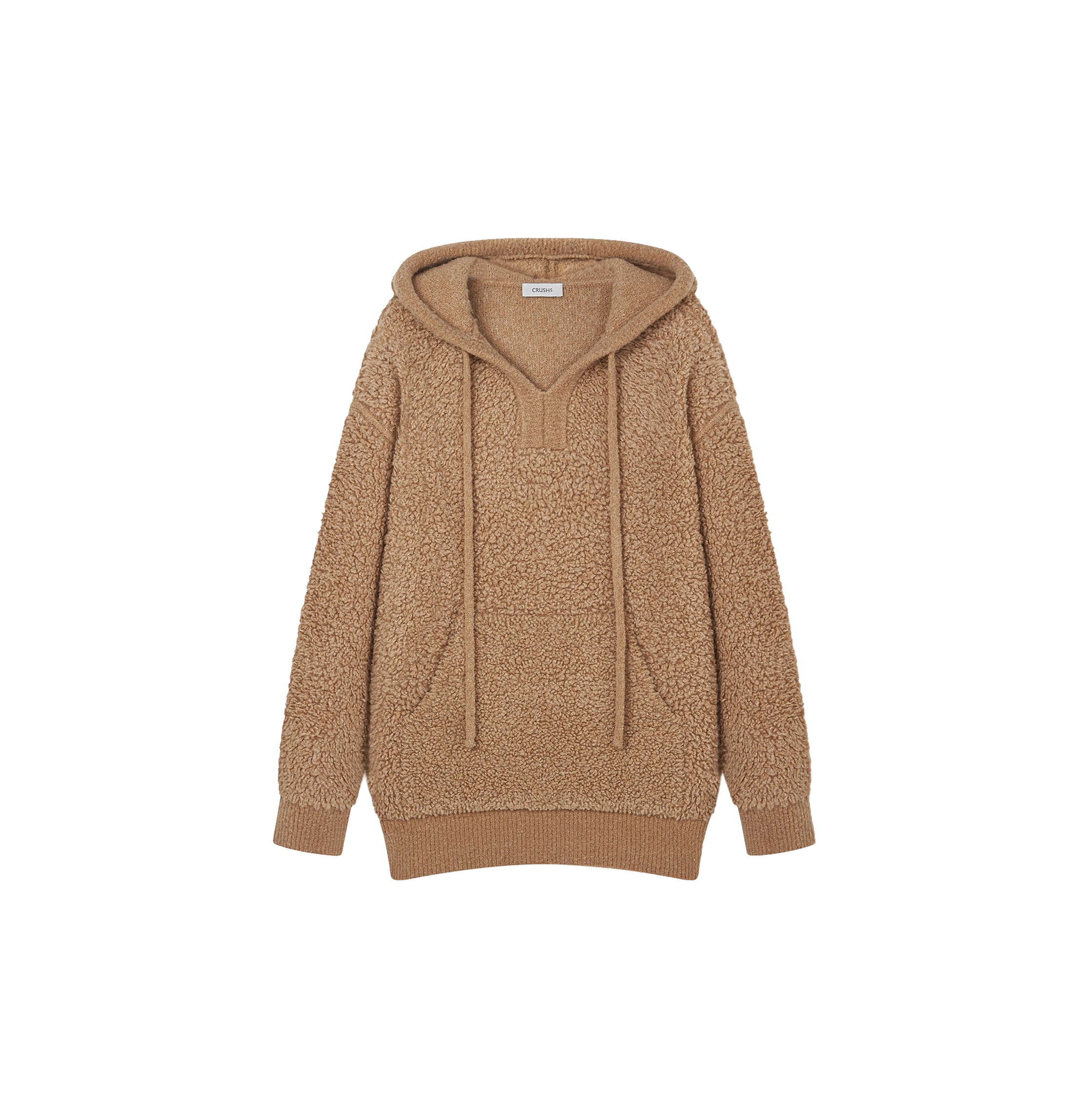 Shop Crush Collection Hooded Teddy Bouclé Casual Sweatshirt In Brown