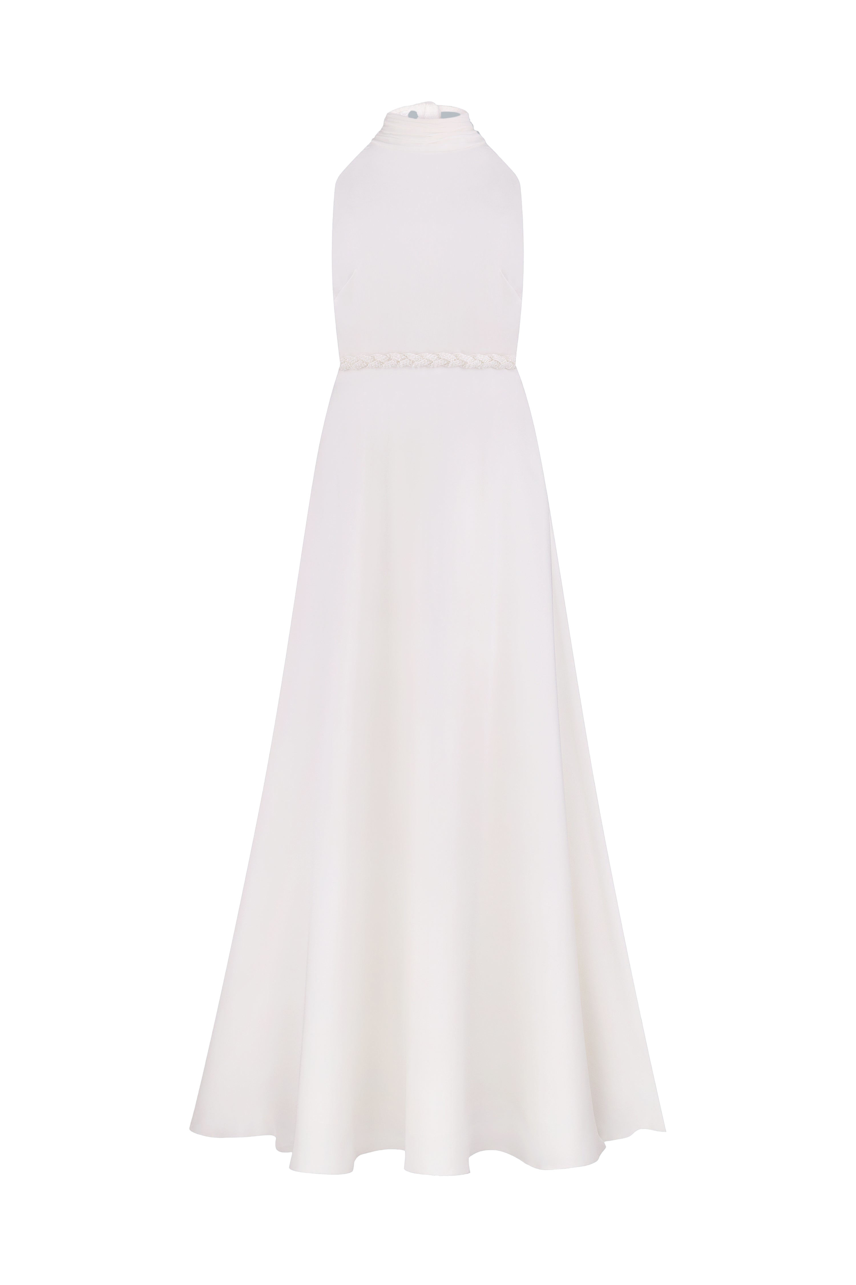 Total White Maxi Chiffon Dress In White
