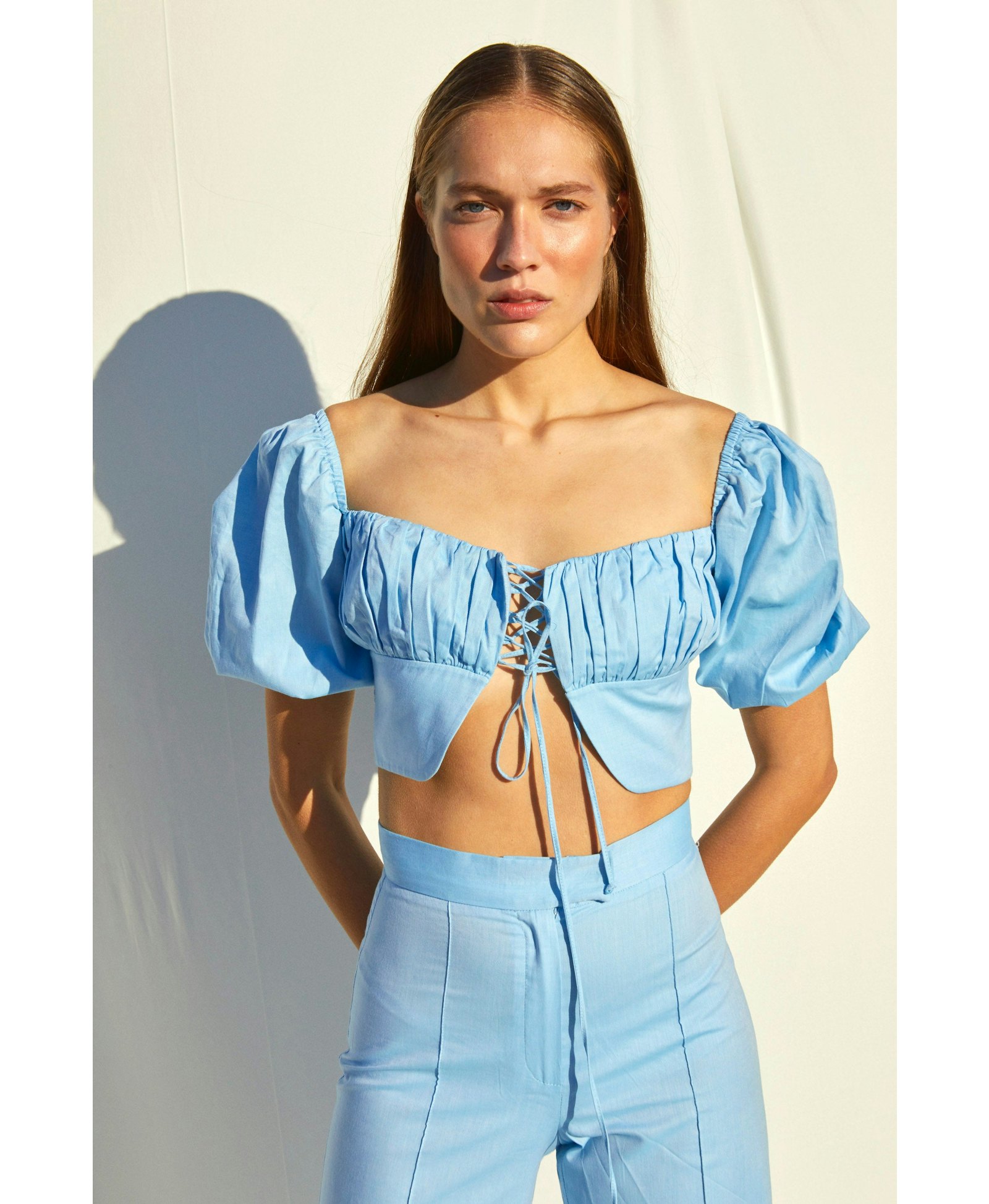Grace Top in Sky Blue made by Nazli Ceren