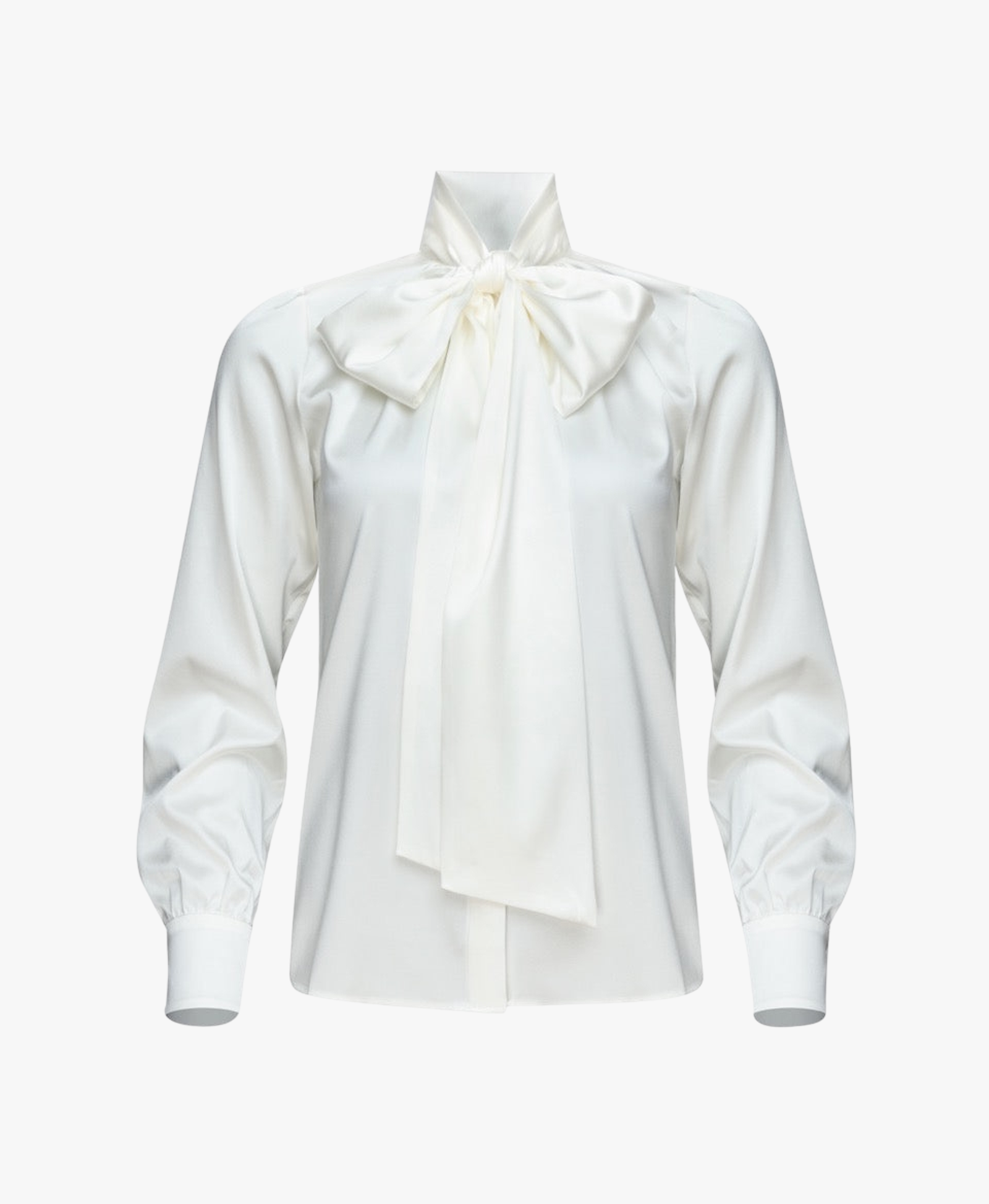 Silk Bow Blouse With Long Sleeves In Ivory made by Vesna W
