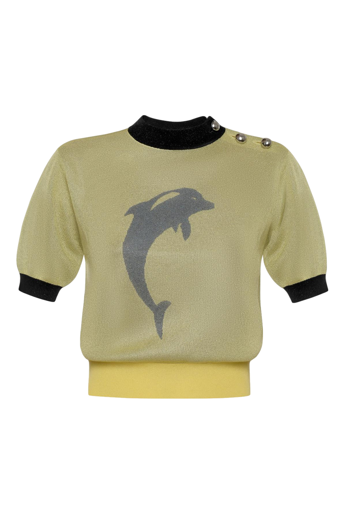 Keburia Dolphin Metallic Knitted Top In Yellow
