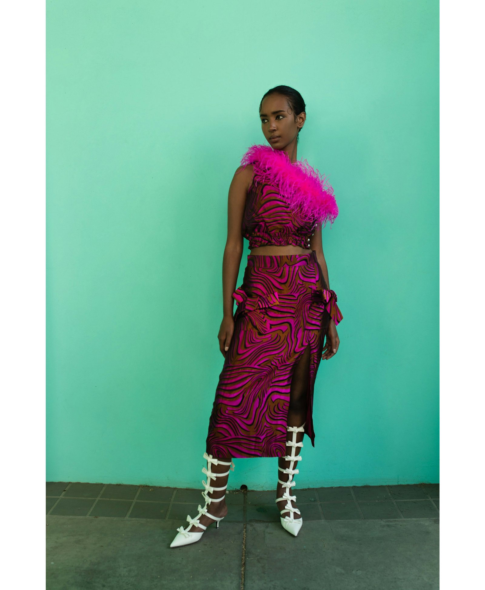 Raspberry Printed Skirt made by ANDREEVA