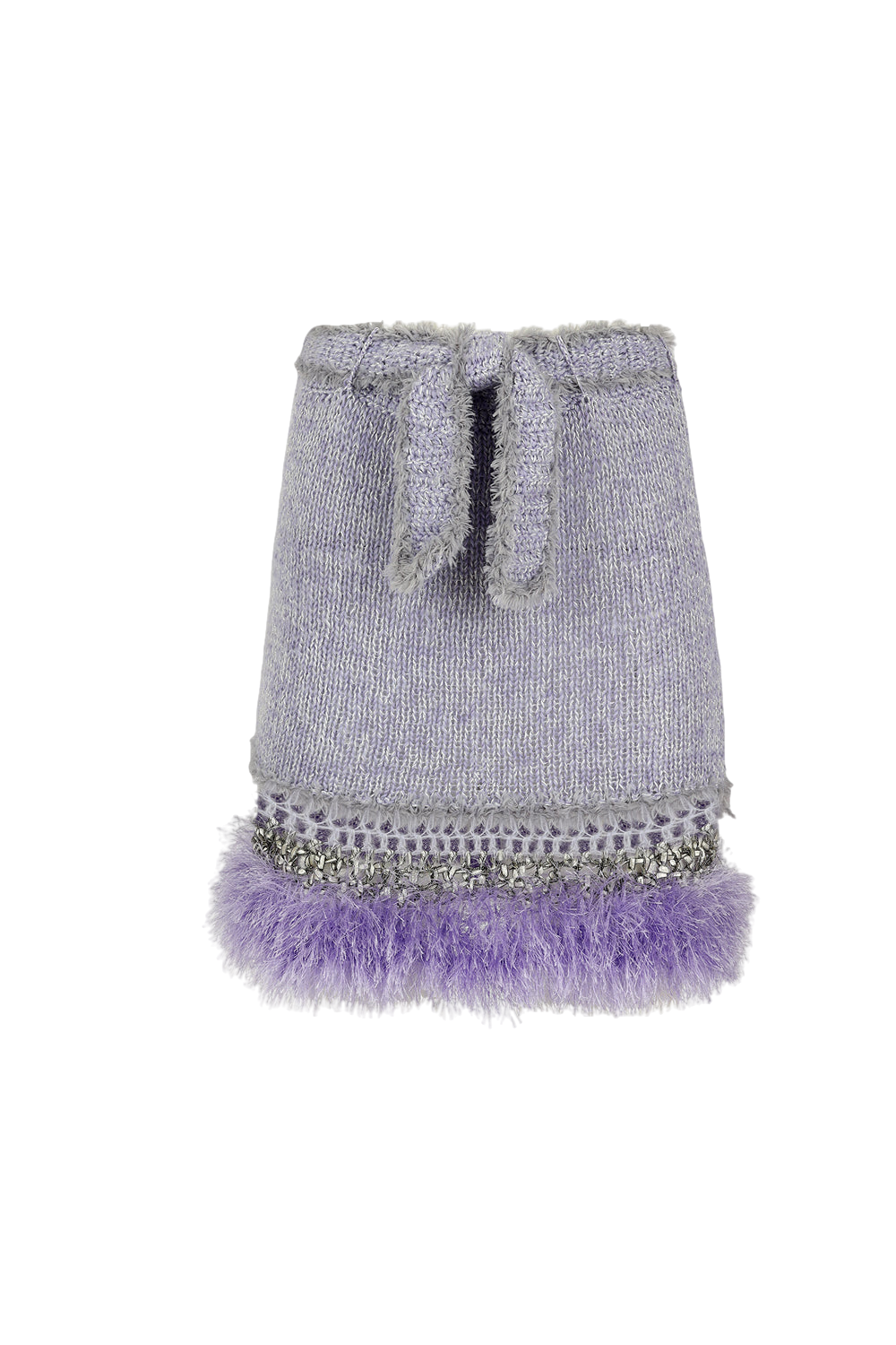 Shop Andreeva Light Grey Handmade Knit Midi Skirt In Purple