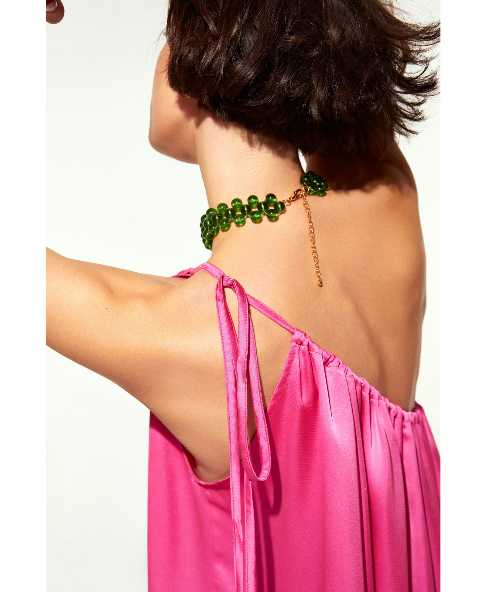 Chrissy One Shoulder Satin Maxi Dress in Pink made by Nazli Ceren