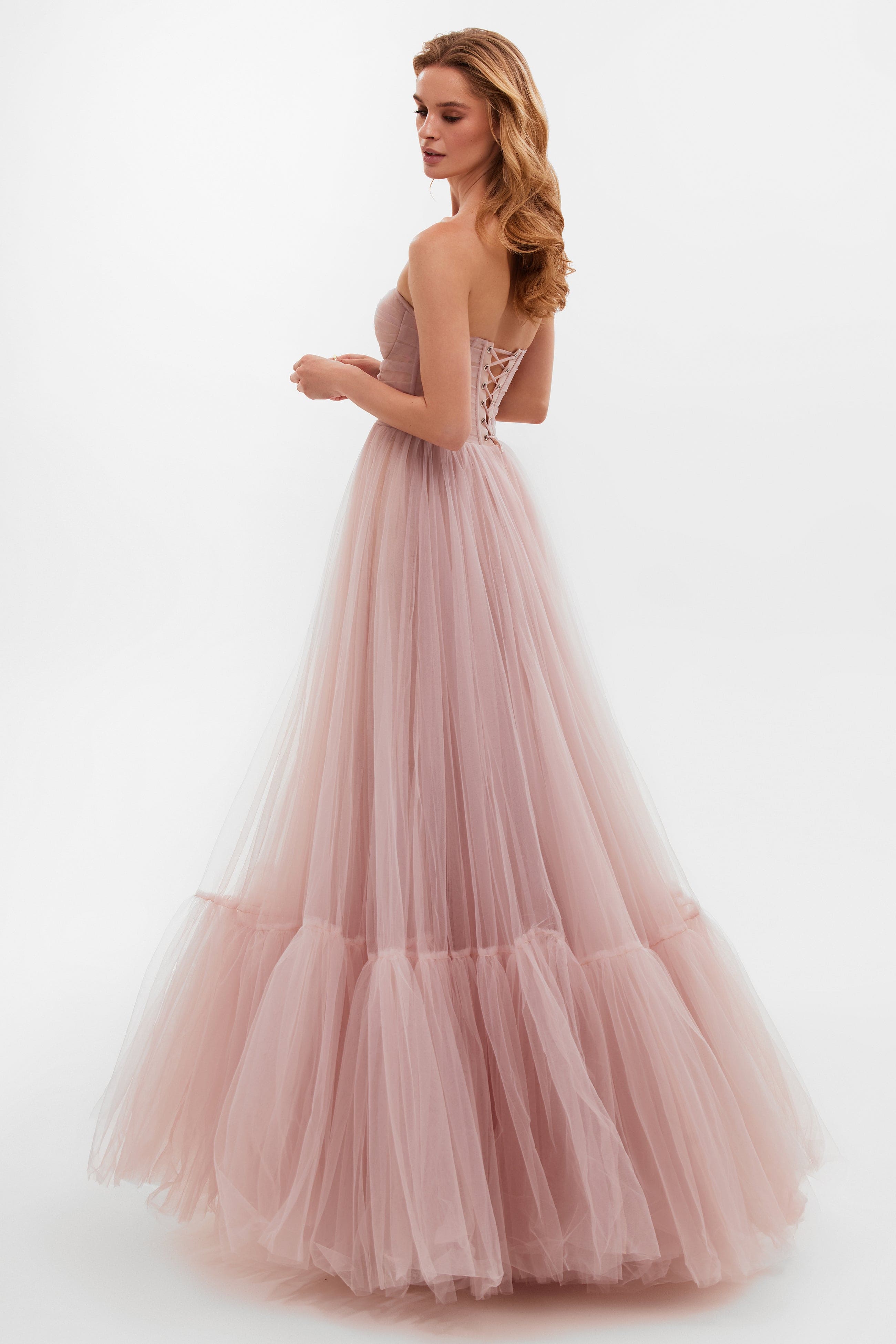 Shop Milla Misty Rose Sheer Sleeves Maxi Tulle Dress In Pink