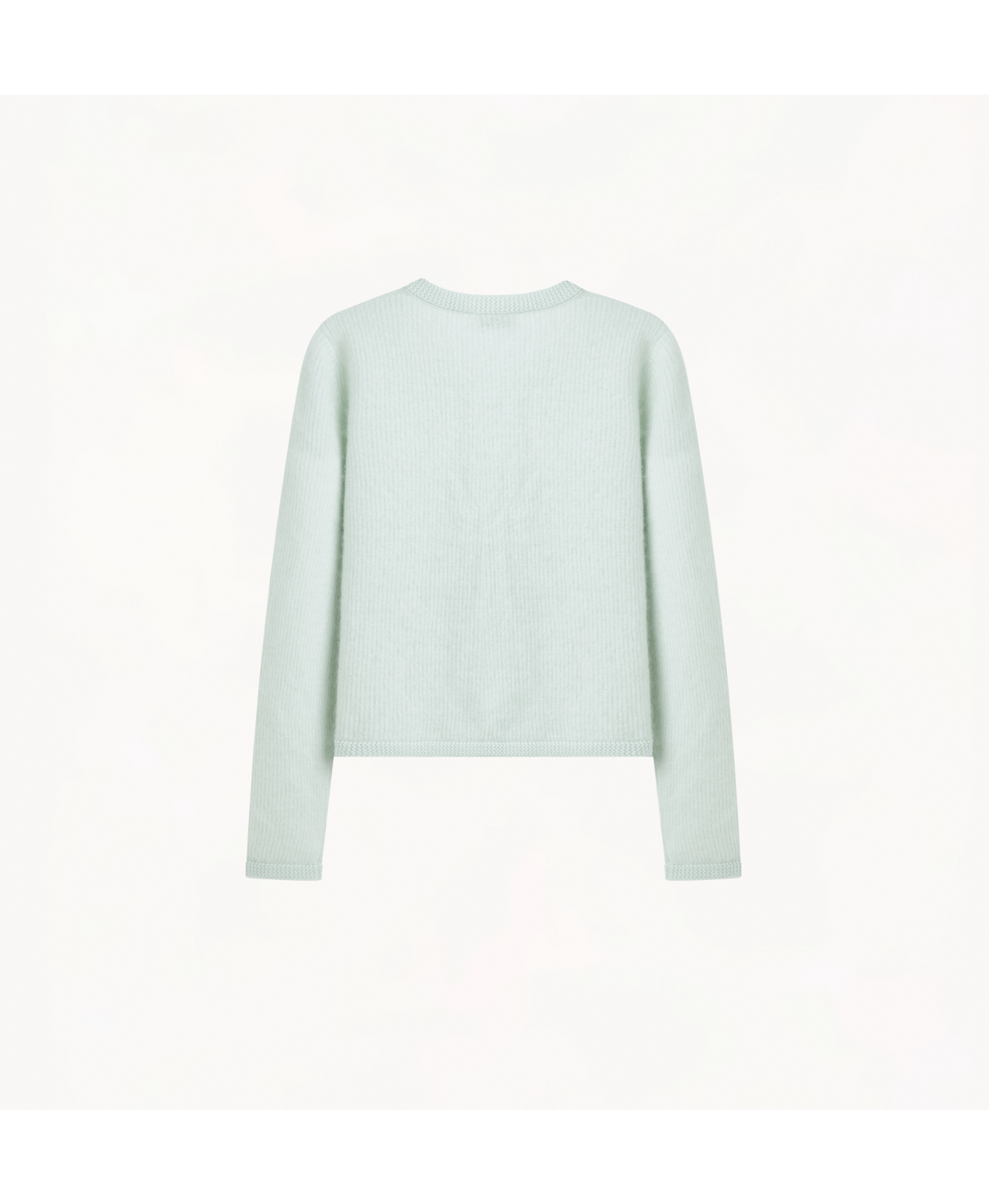 FLUFFY CASHMERE CREWNECK CARDIGAN in Green made by CRUSH Collection