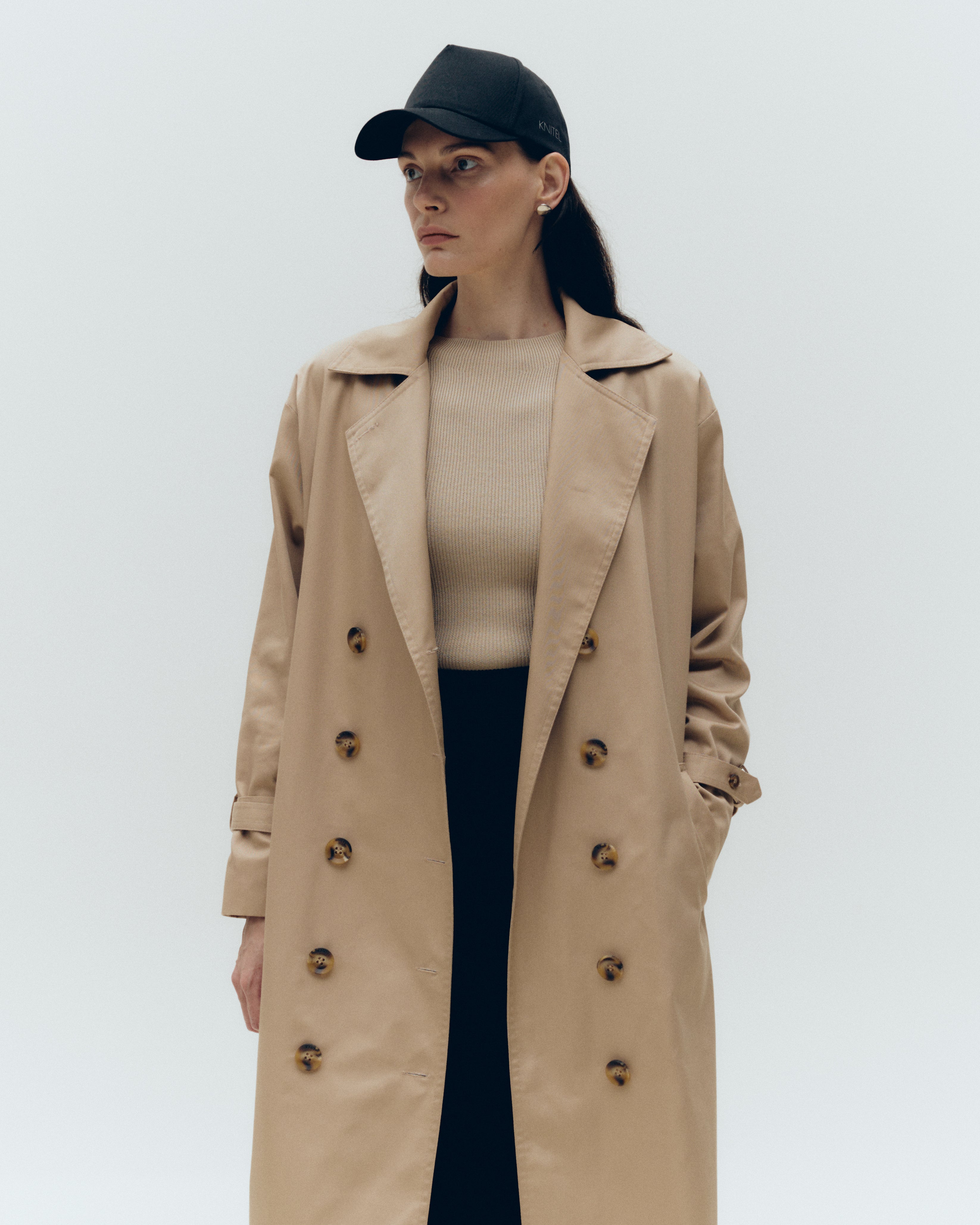 Shop Knitel Charlie Trench Coat In Sage Green