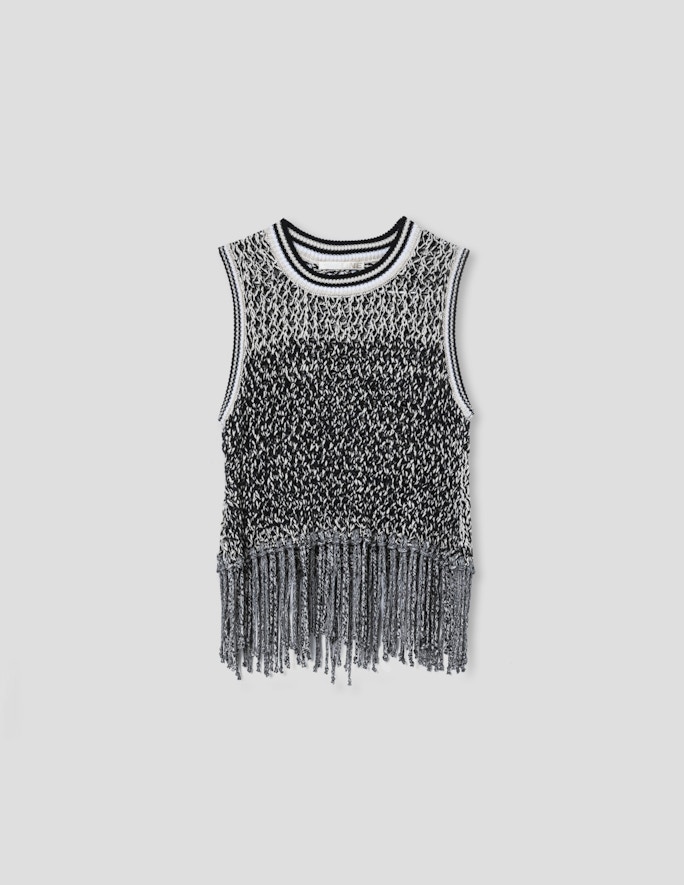 A Line See-through Tank Knit-top In Off-white Melange
