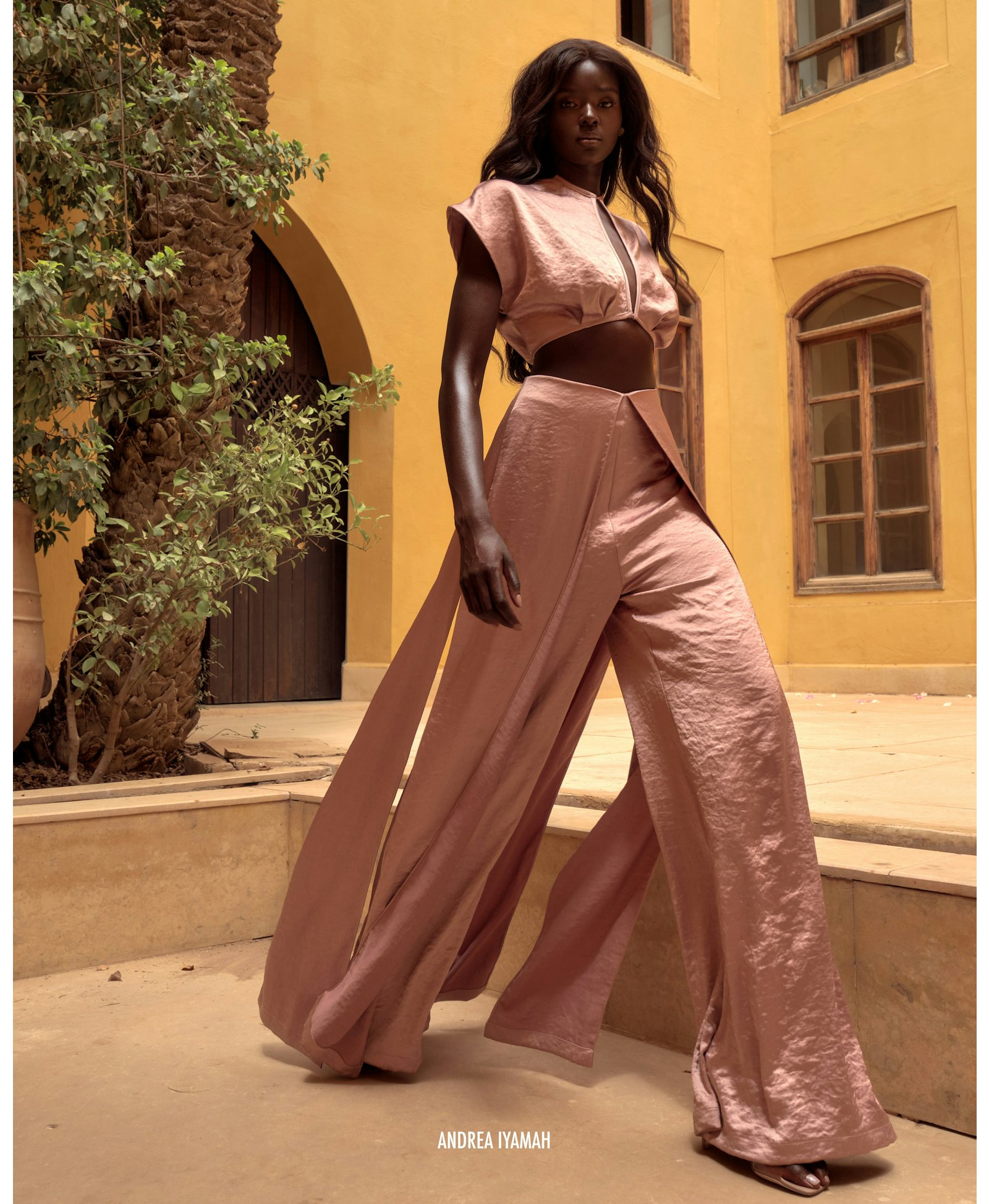 HAMI HIGH WAIST PANTS - PEARL PINK in Pink made by Andrea Iyamah