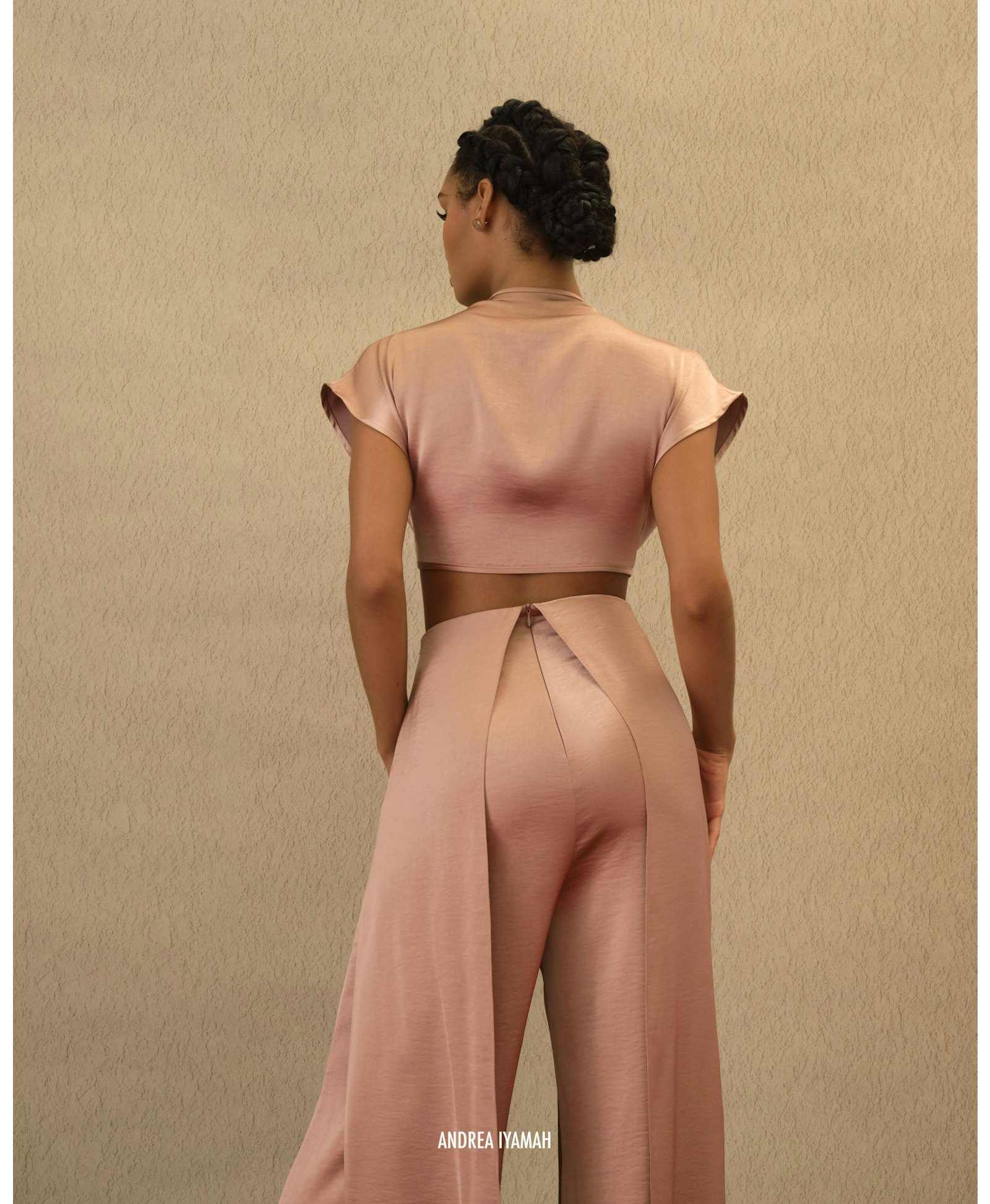 HAMI HIGH WAIST PANTS - PEARL PINK in Pink made by Andrea Iyamah