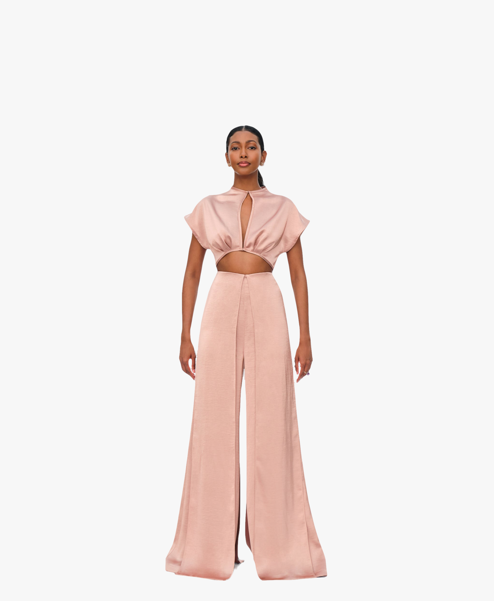 HAMI HIGH WAIST PANTS - PEARL PINK in Pink made by Andrea Iyamah