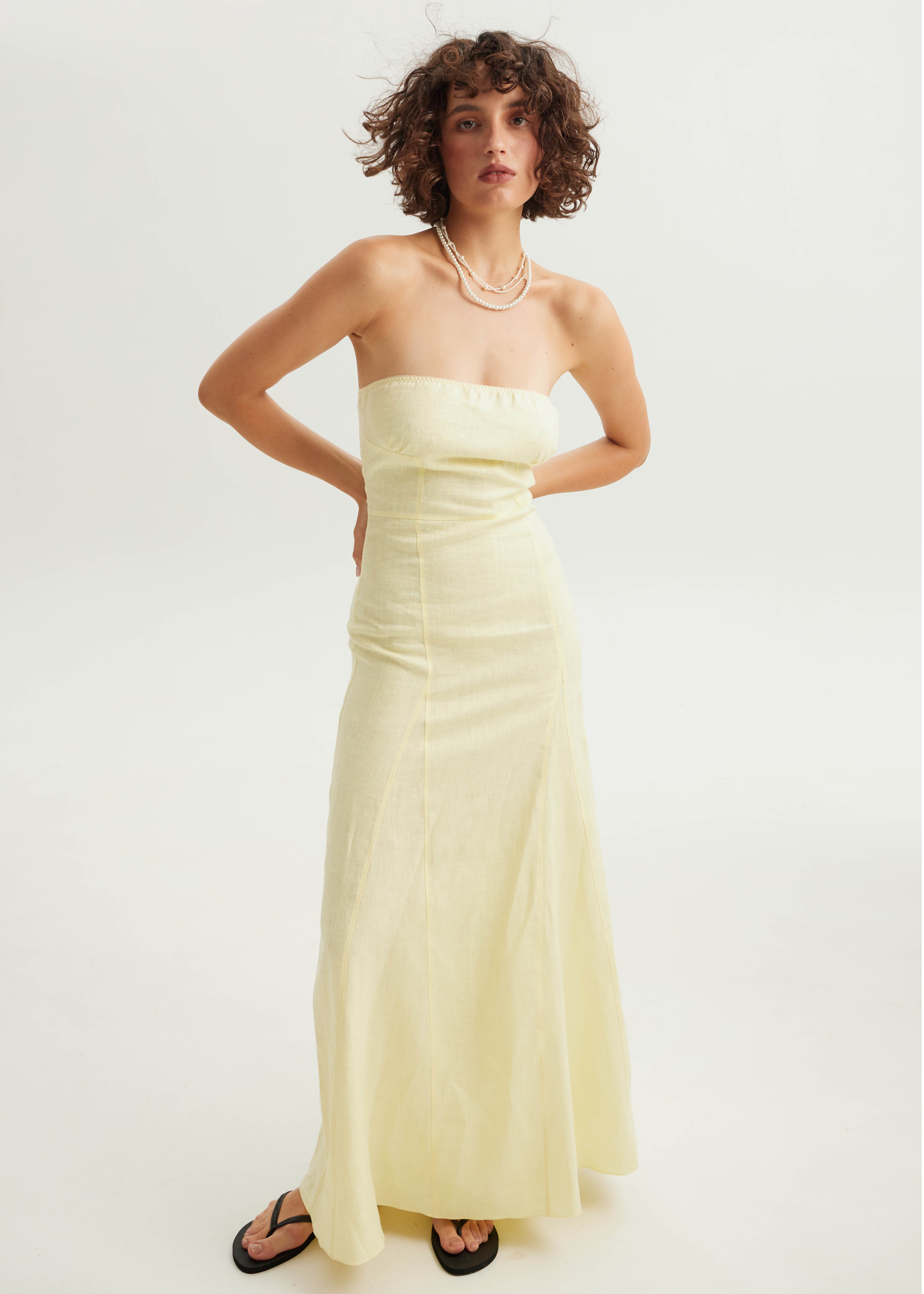 Shop Tamar Keburia Maxi Boned Dress In Yellow