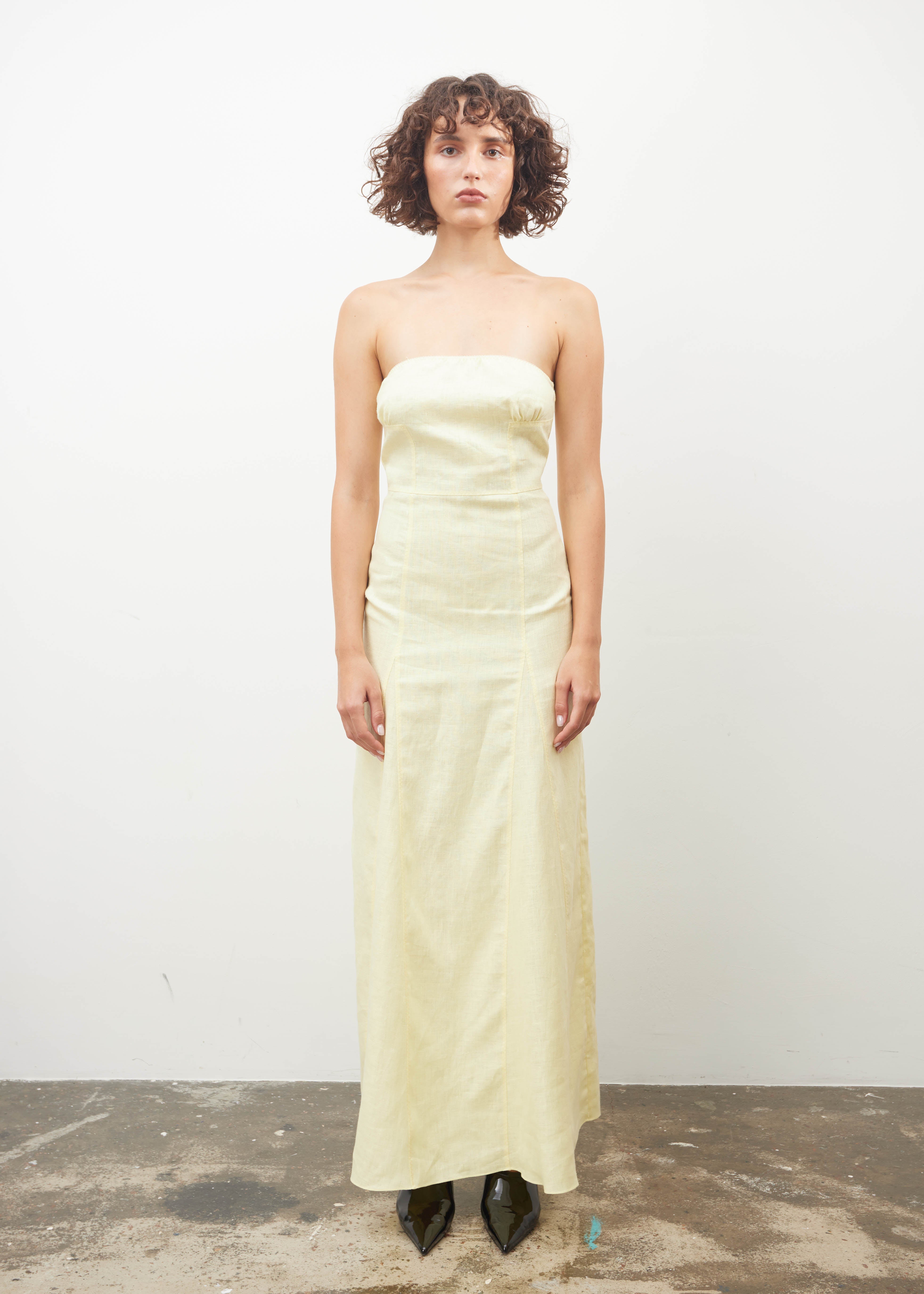 Shop Tamar Keburia Maxi Boned Dress In Yellow