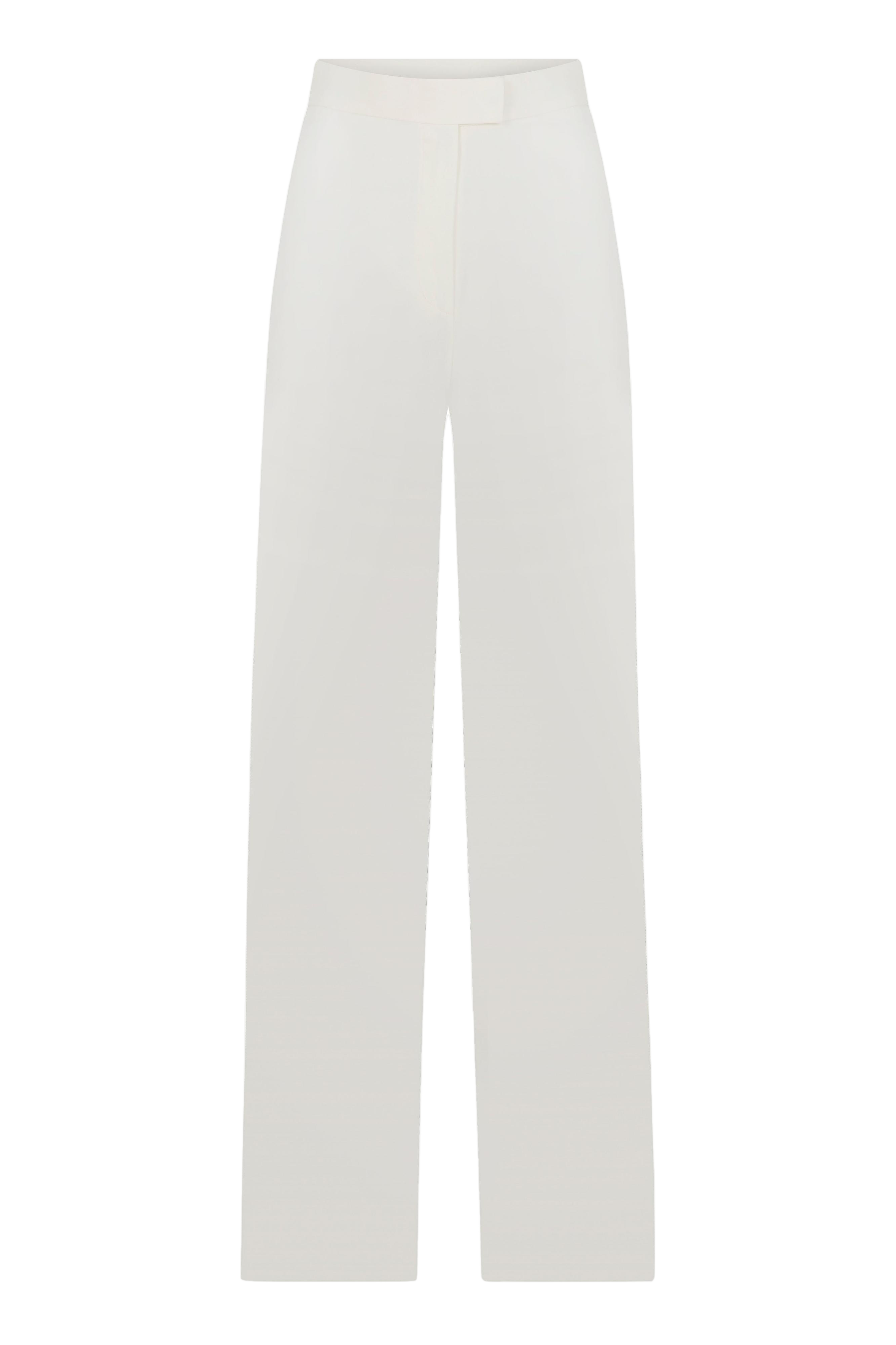 Nazli Ceren White Straight Cut Trousers