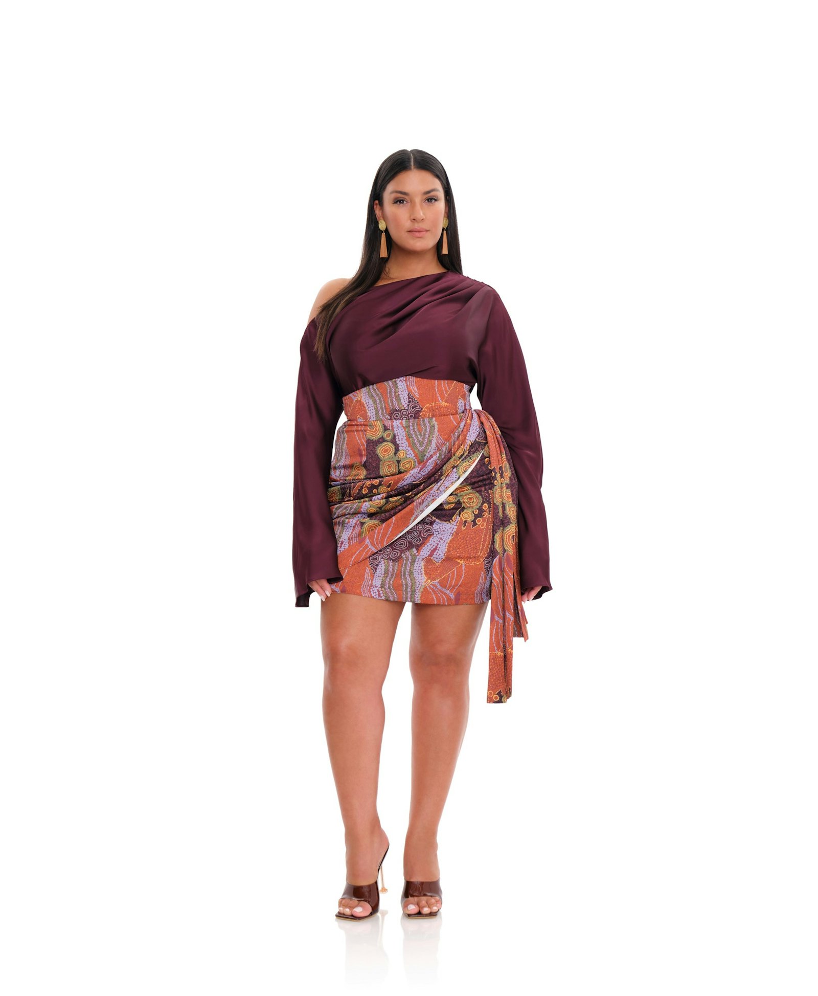 RIDA DRAPE MINI SKIRT - KAVA PRINT made by Andrea Iyamah