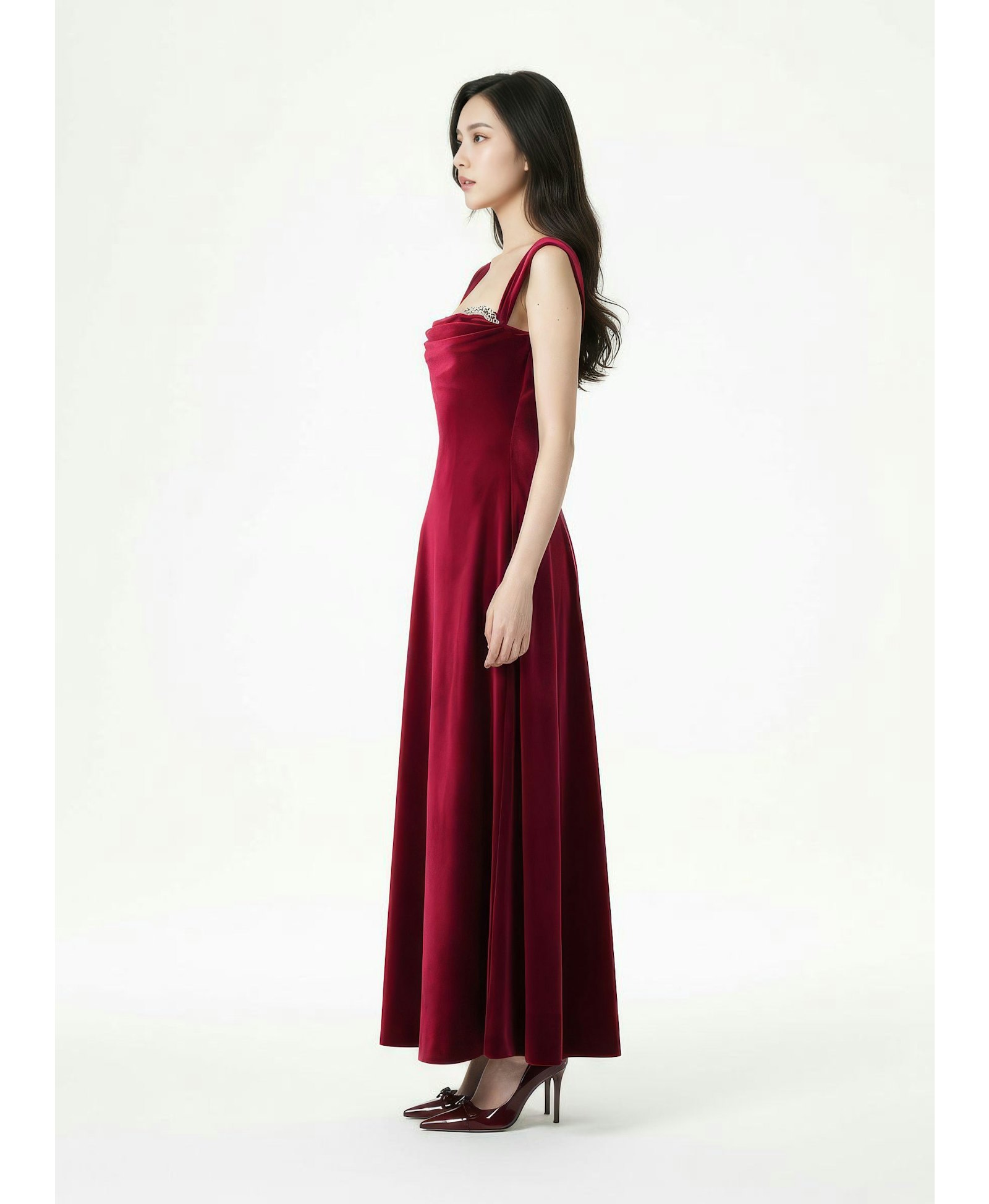 Belle Velvet Maxi Dress (Red) made by Nana Jacqueline