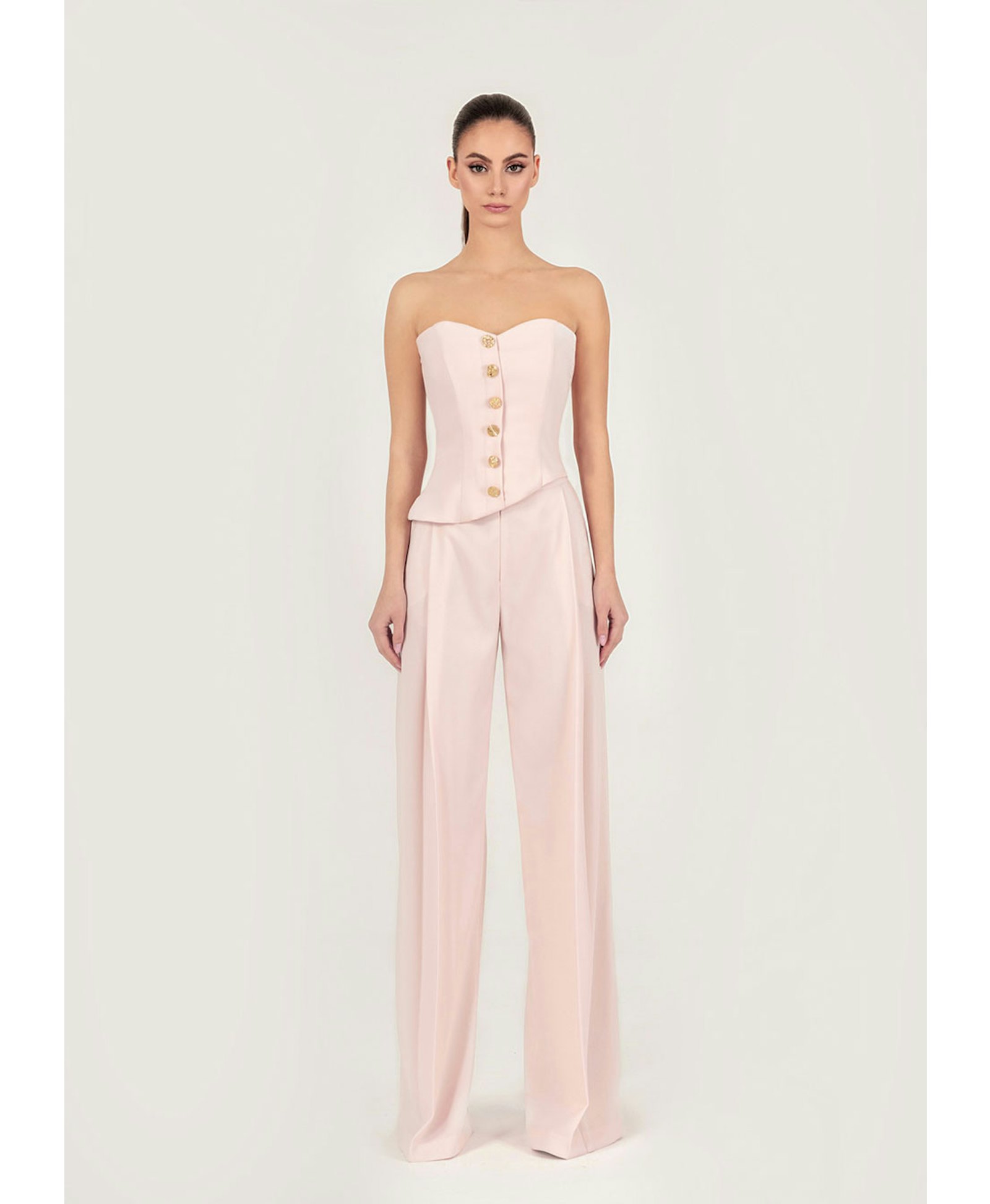 Crepe wide-leg pants in pink made by Monika Dimova