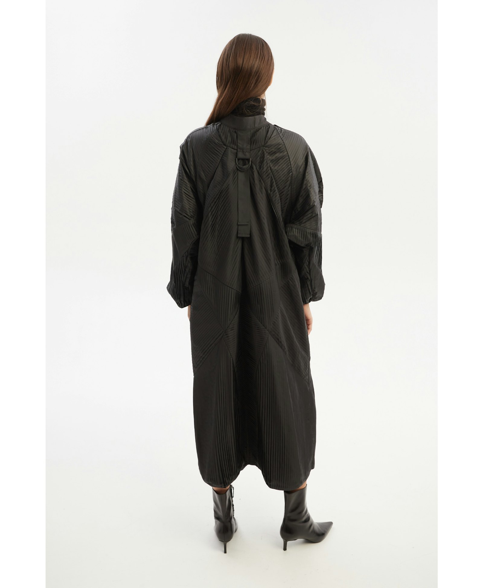 H-Line Midi Asymmetrically Pleated Trench Coat made by Tamar Keburia