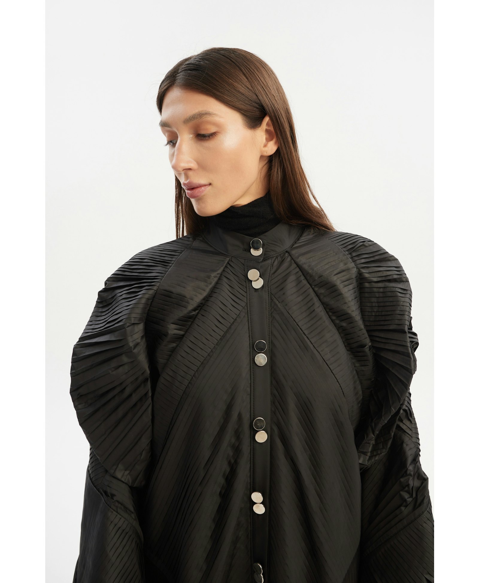 H-Line Midi Asymmetrically Pleated Trench Coat made by Tamar Keburia