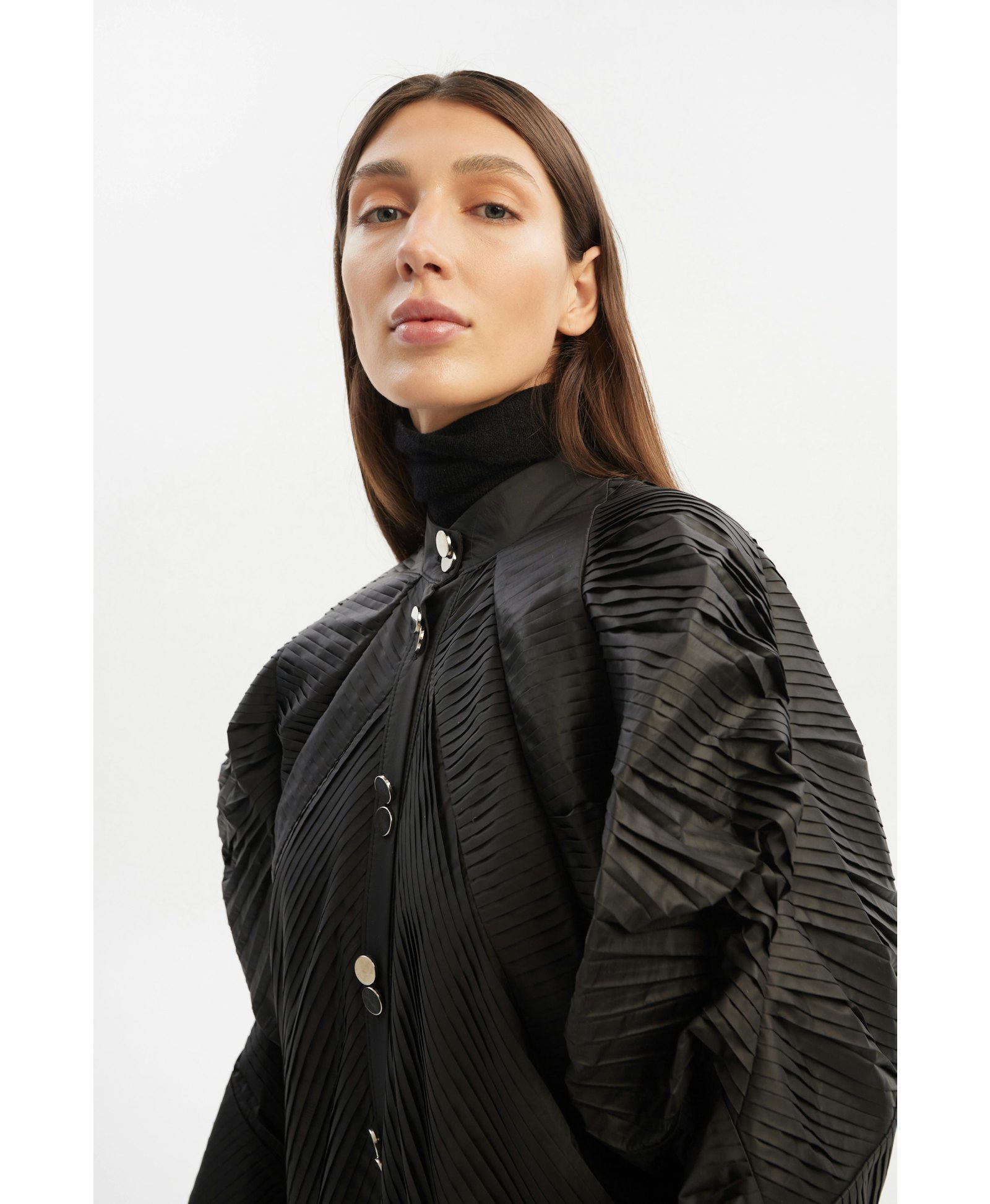 H-Line Midi Asymmetrically Pleated Trench Coat made by Tamar Keburia