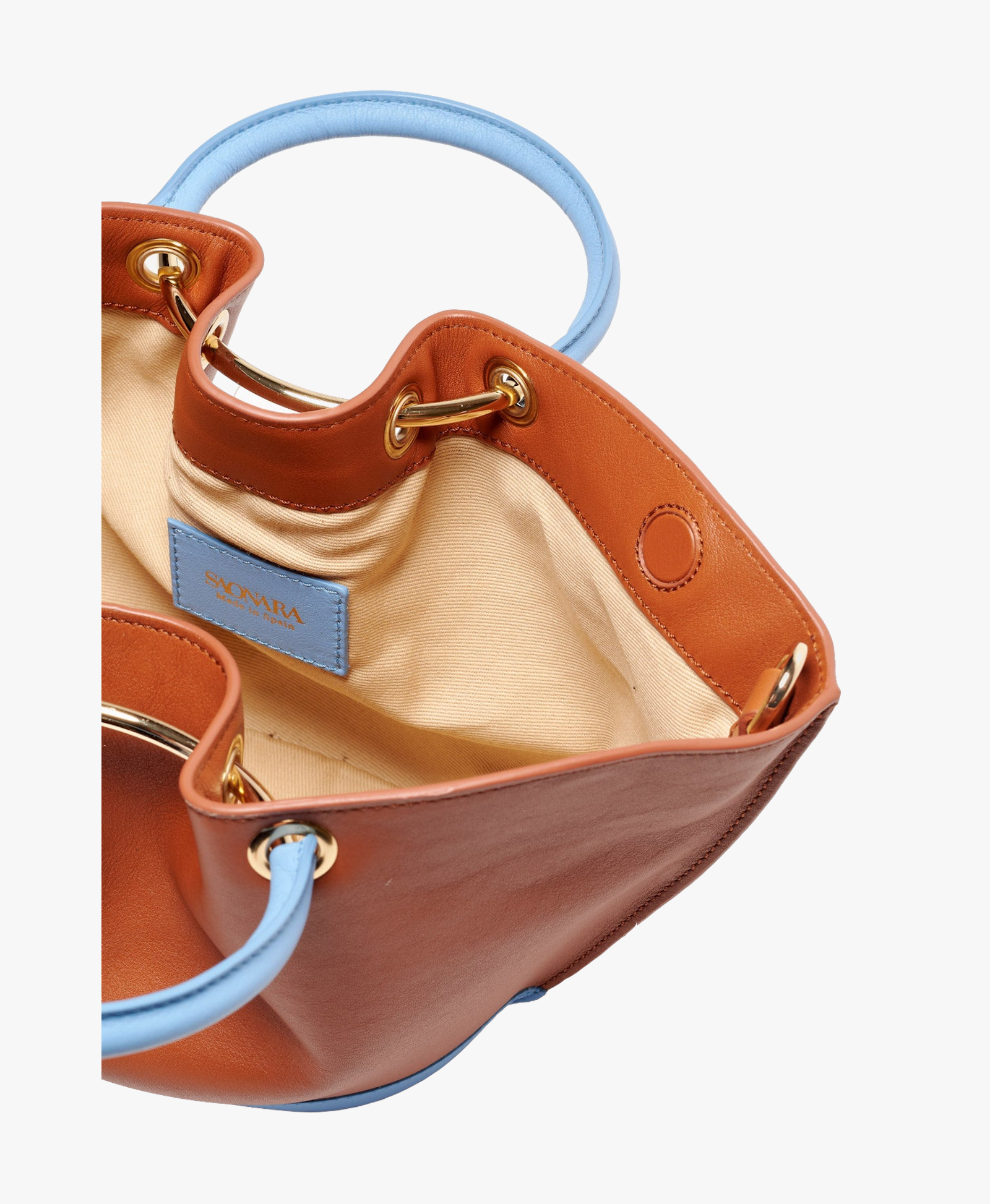 SAONARA MINI CARAMEL CARAMEL/BLUE SKY LEATHER made by Saonara