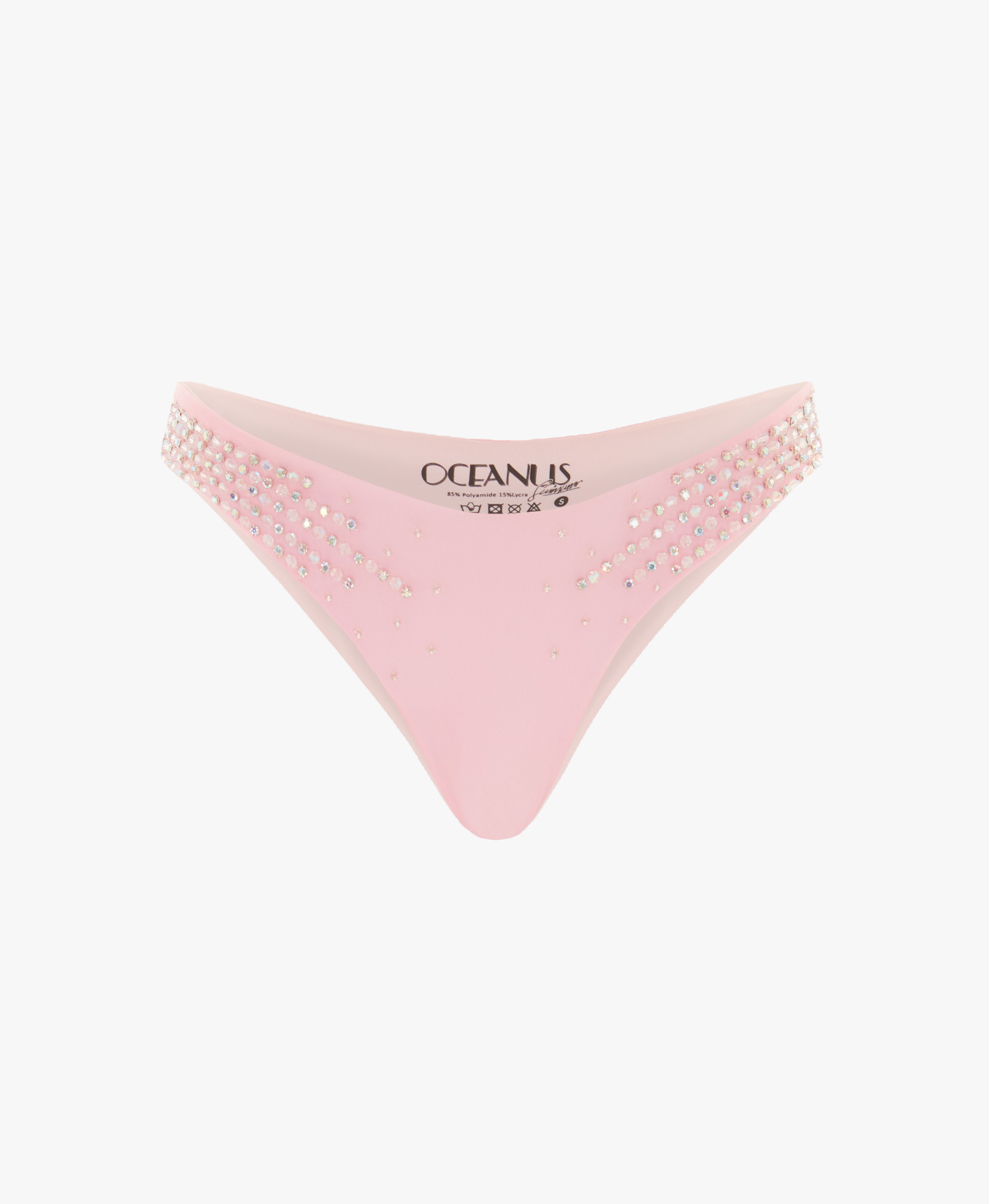 Ophelia Crystal Summer Bikini Bottoms Pink in Pink made by Oceanus Swimwear